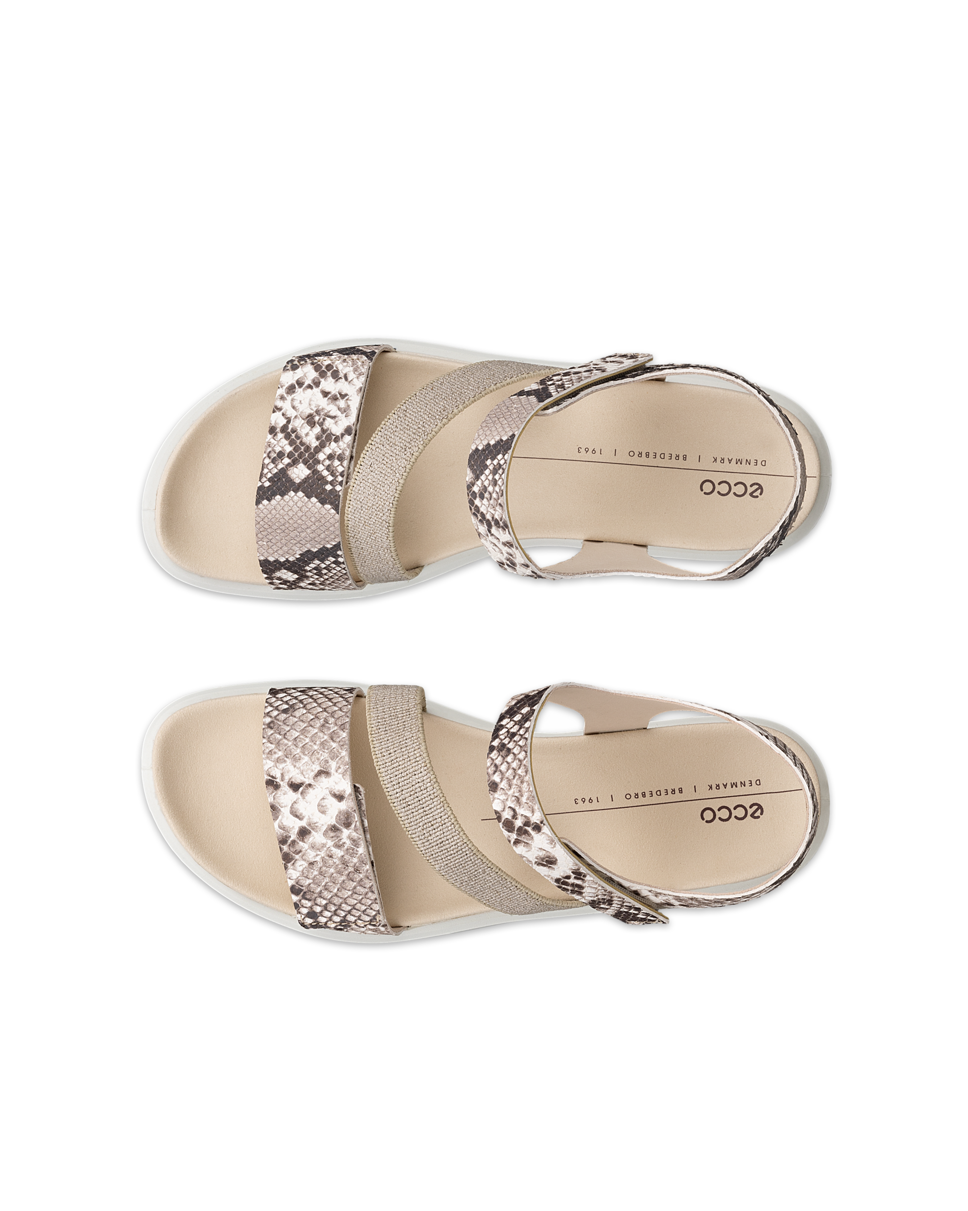 ECCO® Flowt Dames leren platte sandaal - Beige - Top left pair