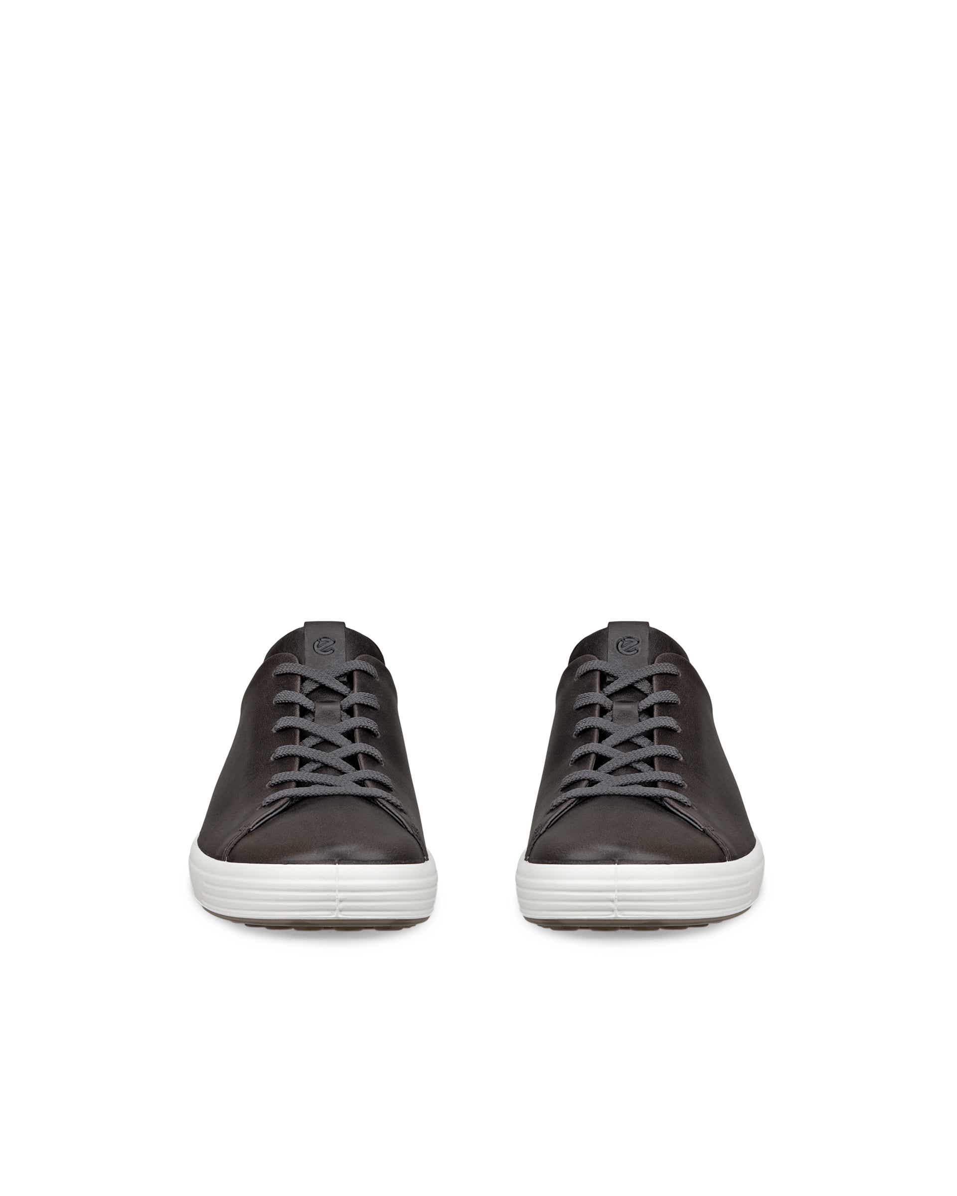 Men's ECCO® Soft 7 Leather Lace-Up Shoe - Gray - Front pair