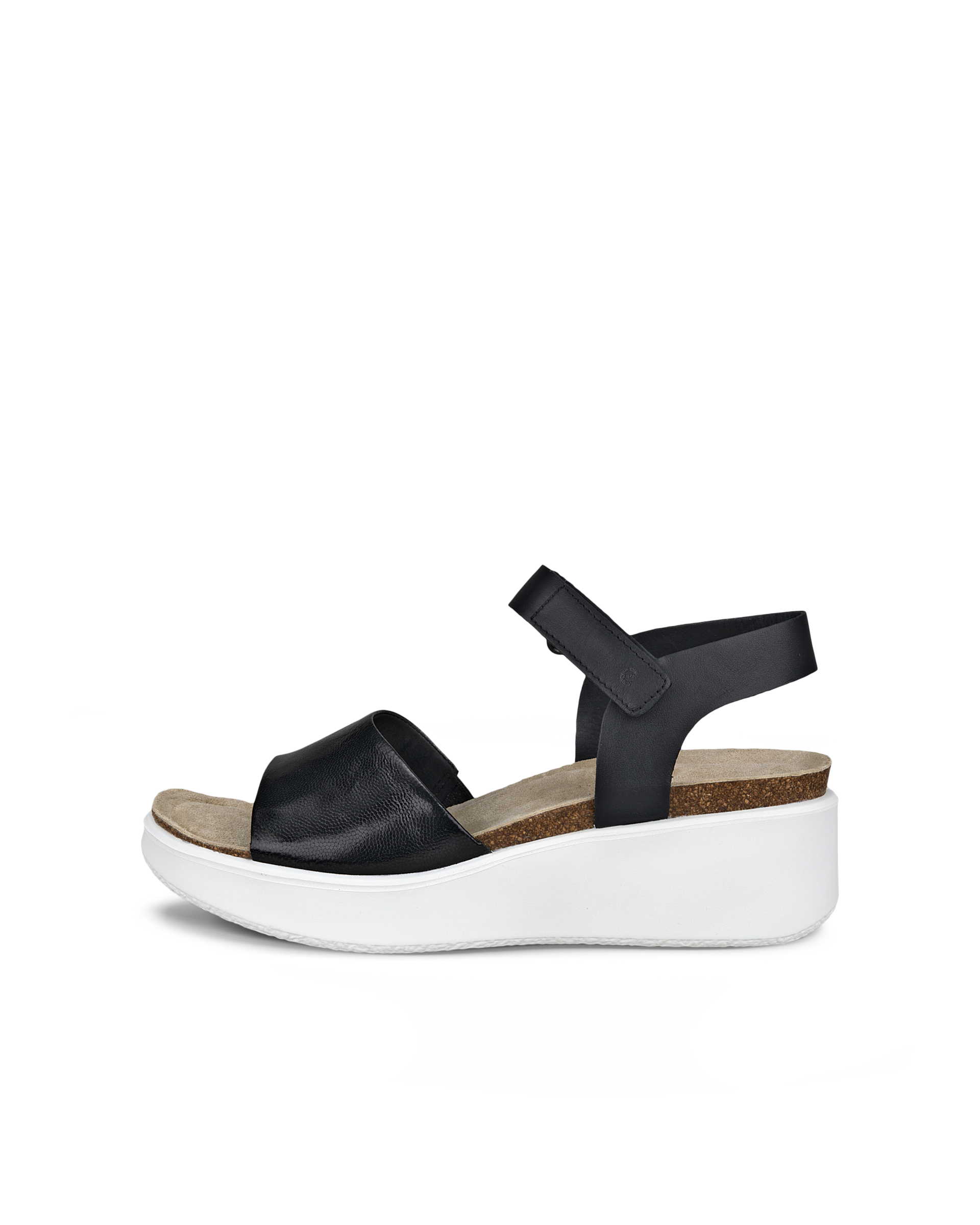 CO.COえみ Women's ECCO® Cozmo Leather Two Strap Sandal | Black