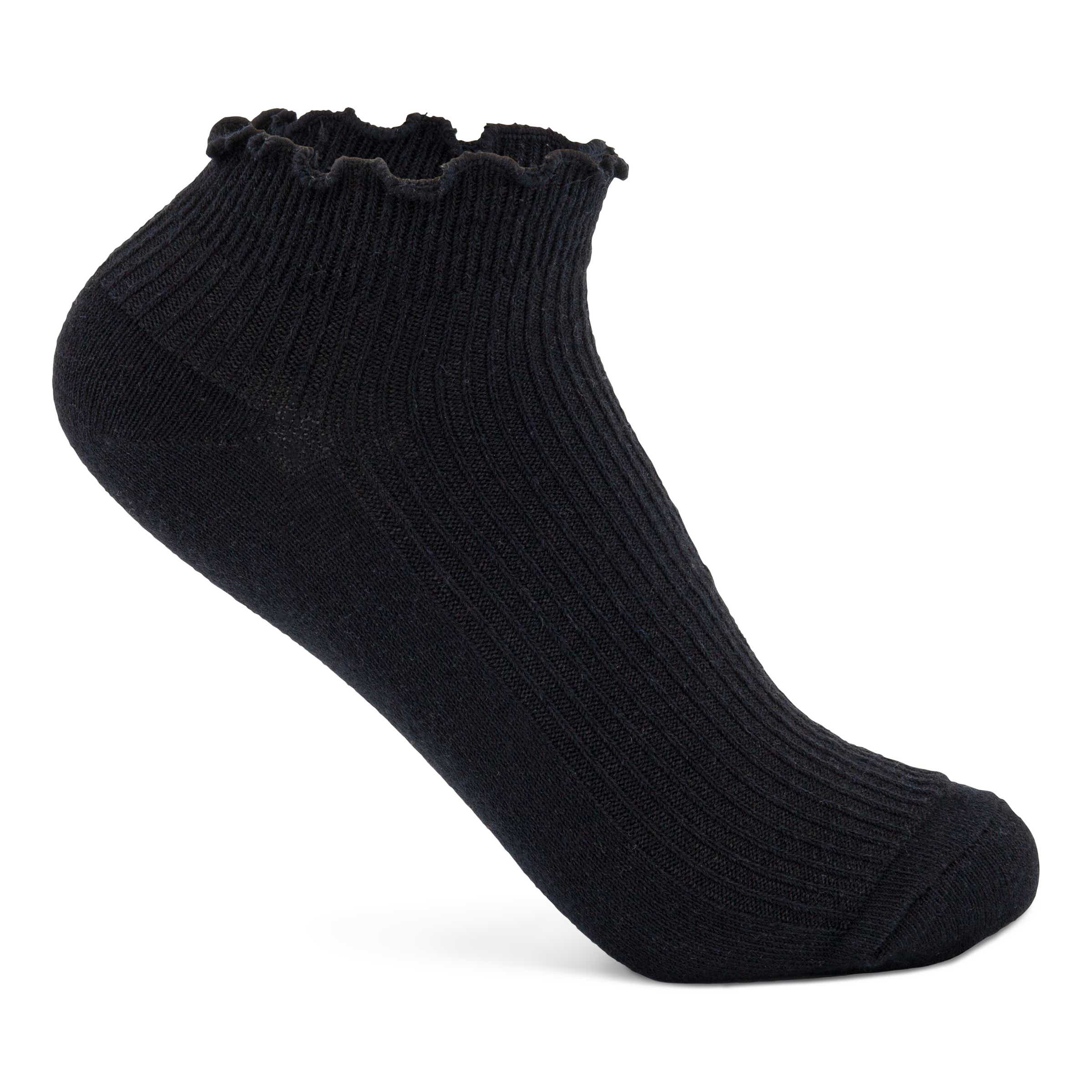 ECCO Women's Classic Ruffle Low-cut Socks - Black - Detail-1