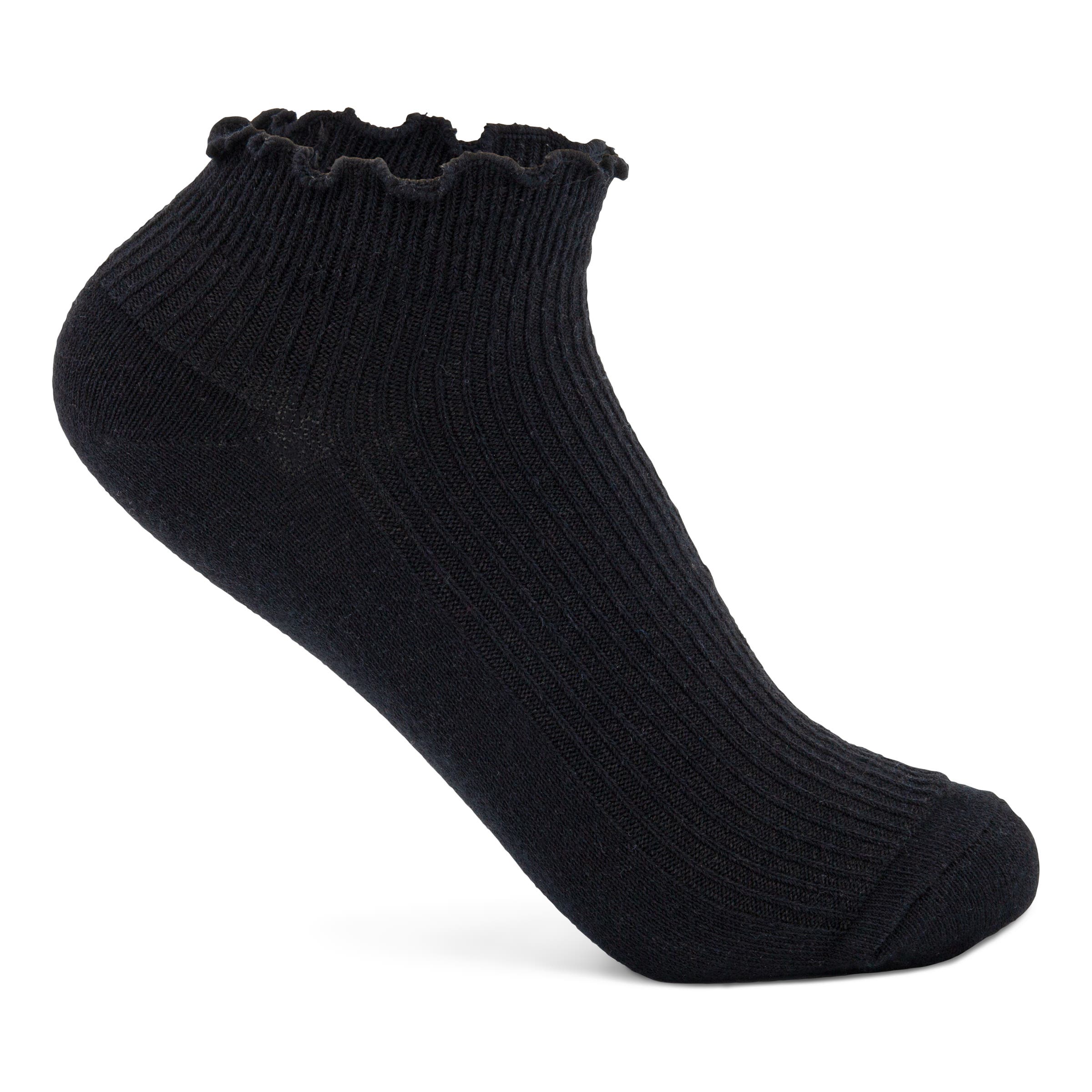 ECCO Women's Classic Ruffle Low-cut Socks - Black - Detail-1