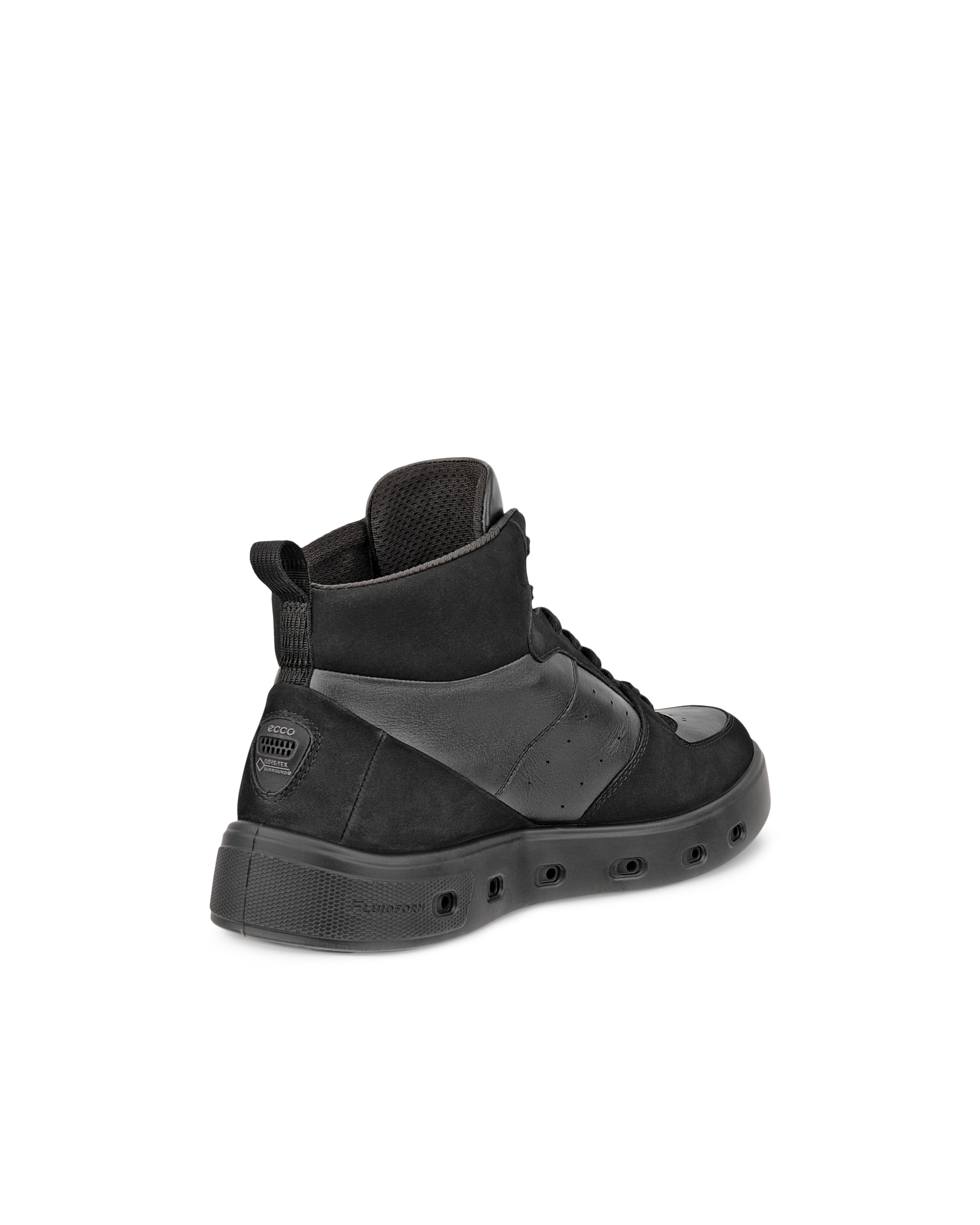 ECCO® Street 720 női magasszárú bőr sneaker - Fekete - Back