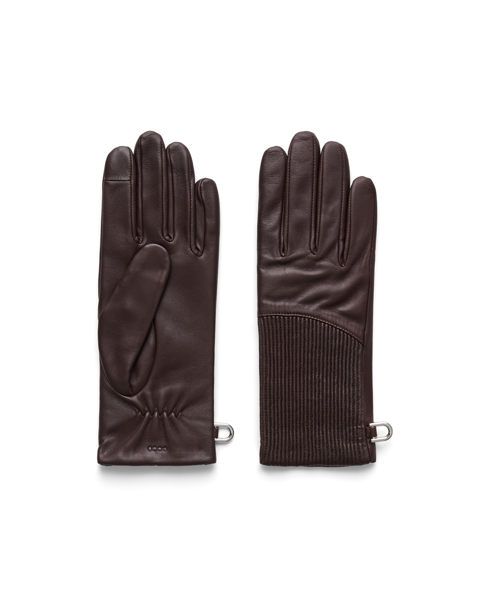 ECCO Gloves Plisse ウィメンズ レザーグローブ | ブラウン