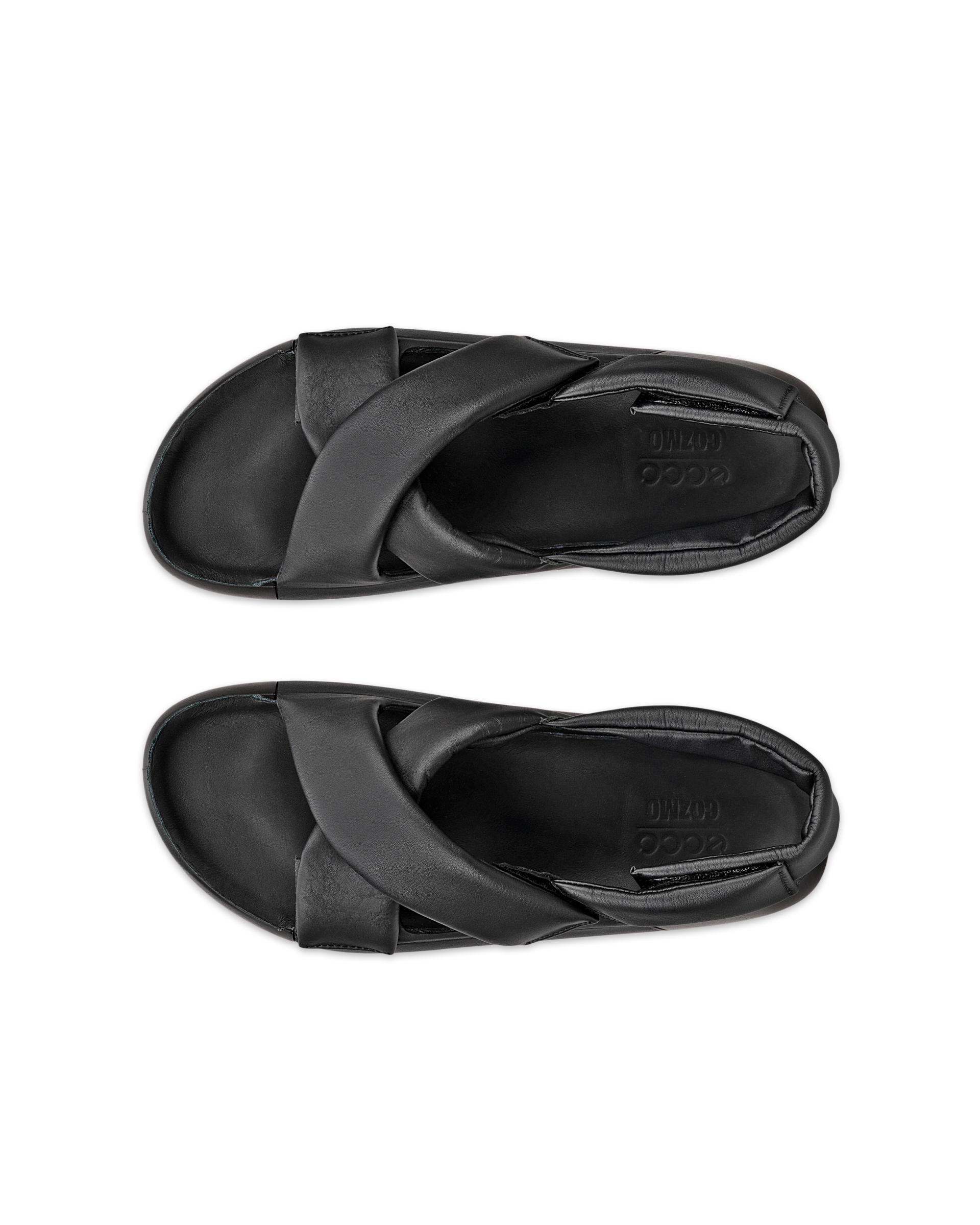 ECCO Cozmo PF ウィメンズ レザーサンダル - ブラック - Top left pair