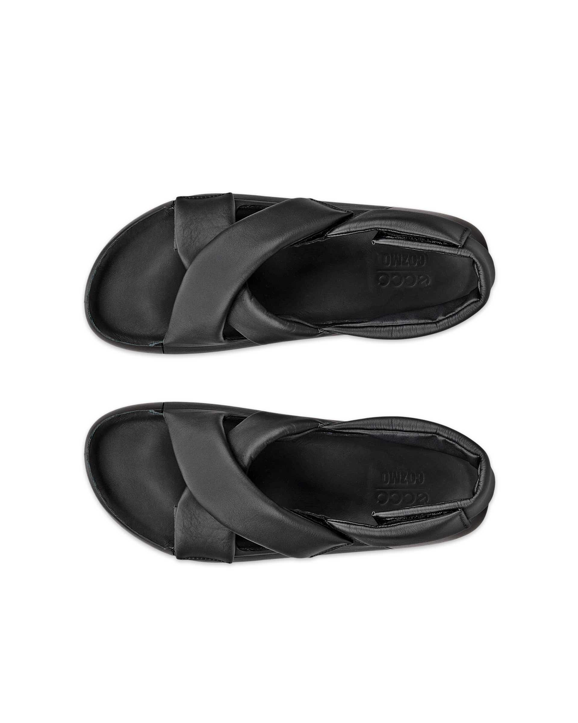 Women's ECCO® Cozmo PF Leather Sandal - Black - Top left pair