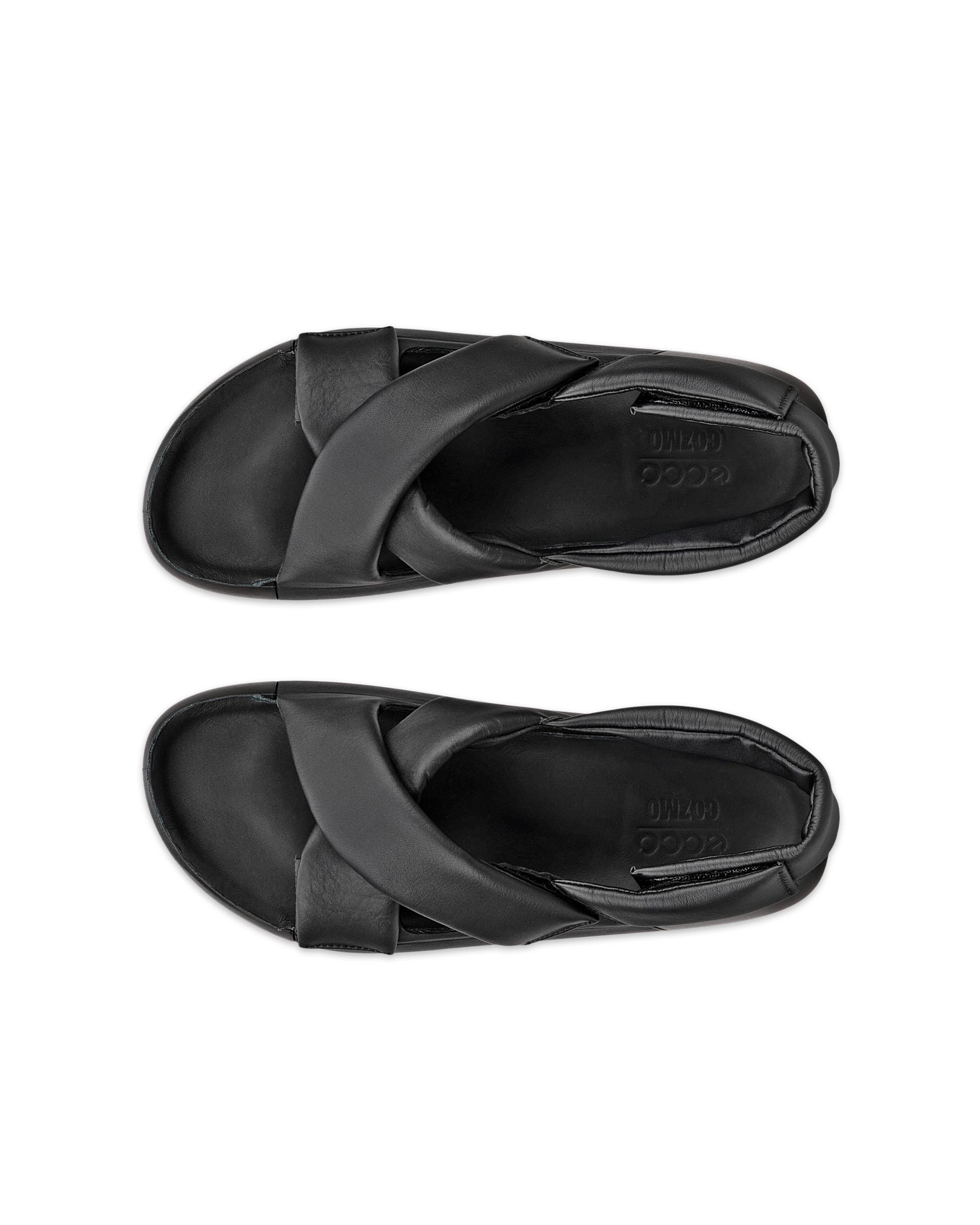 Women's ECCO® Cozmo PF Leather Sandal - Black - Top left pair