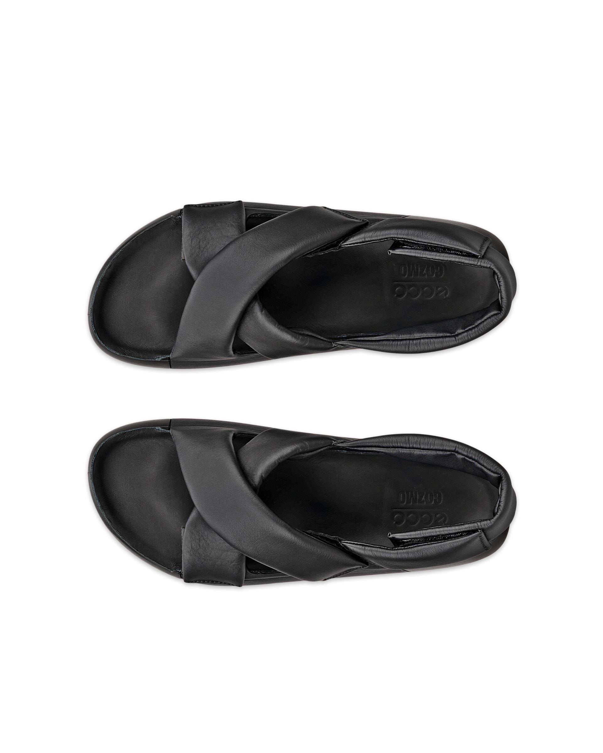 Women's ECCO® Cozmo PF Leather Sandal - Black - Top left pair