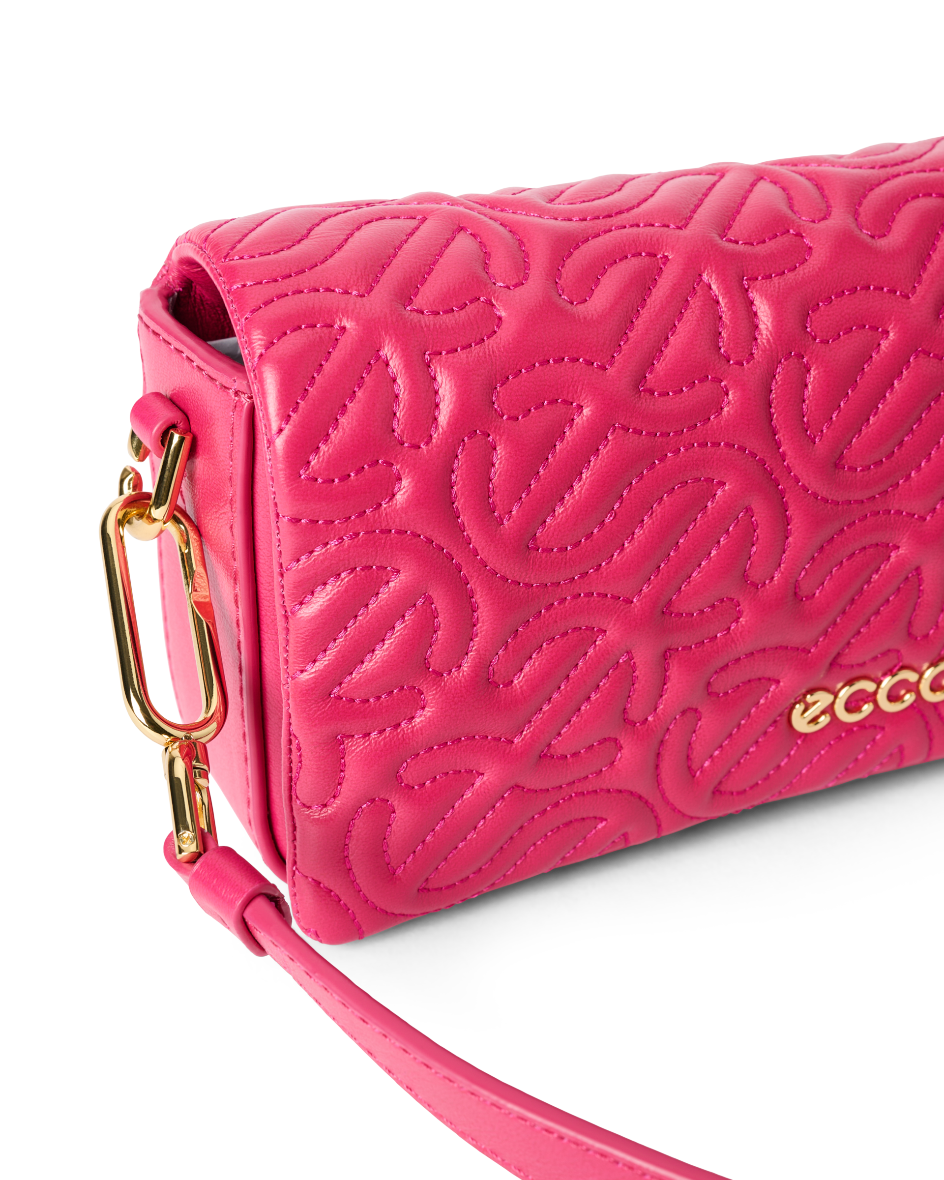 ECCO Pinch Small Quilted Wave レザーショルダーバッグ | ピンク ECCO Pinch Small Quilted Wave レザーショルダーバッグ | ピンク