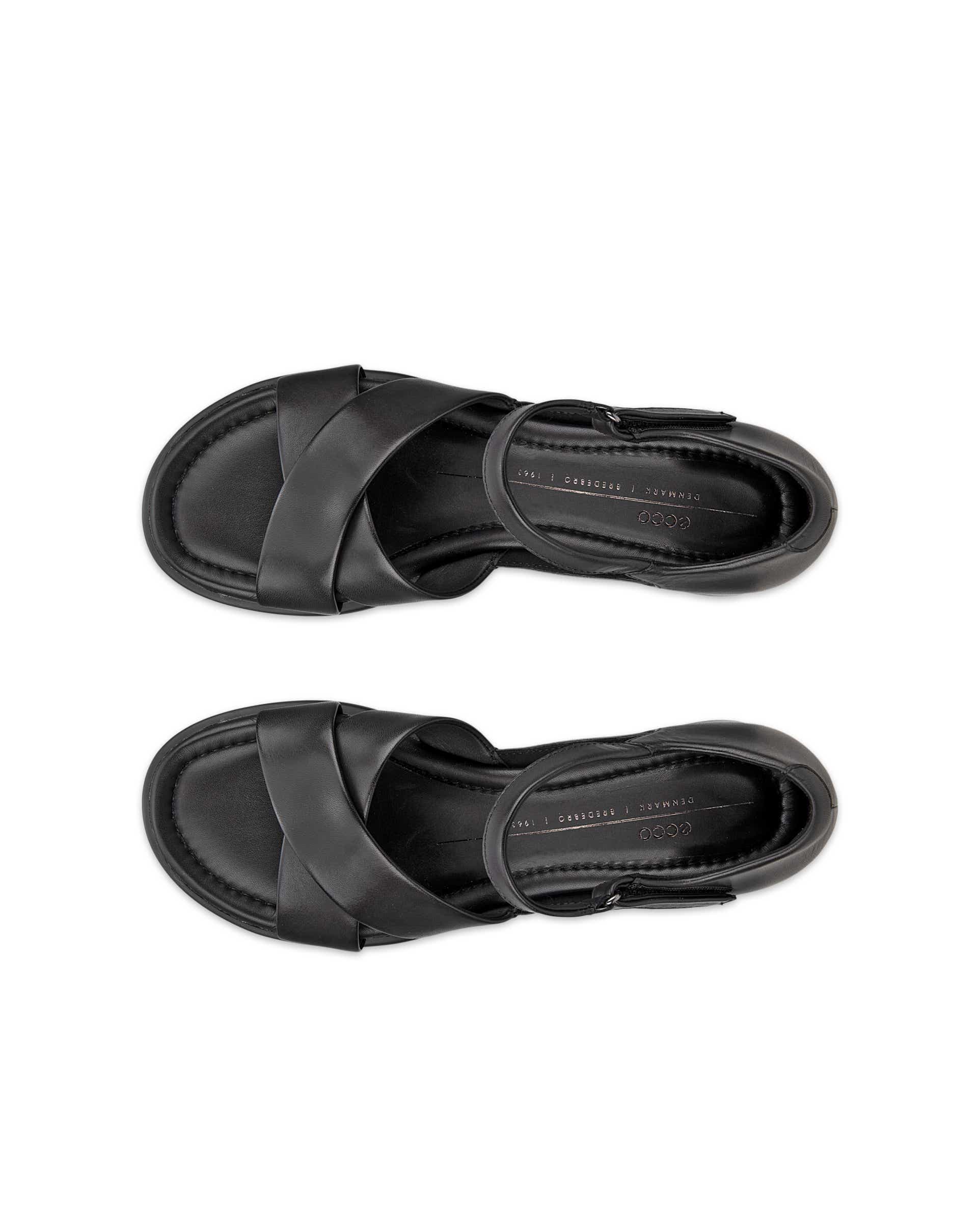 ECCO Sculpted LX 35 ウィメンズ レザーヒールサンダル - ブラック - Top left pair