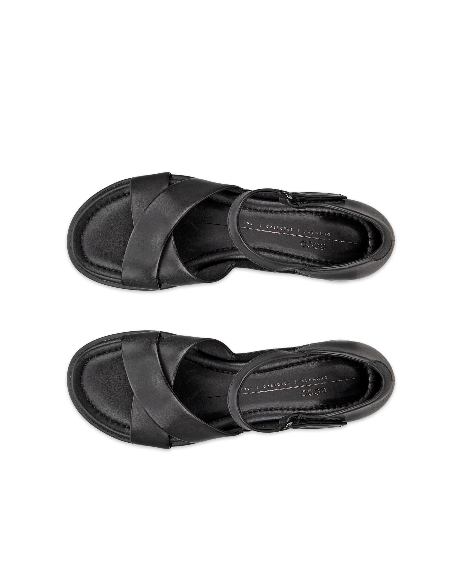 ECCO Sculpted LX 35 ウィメンズ レザーヒールサンダル - ブラック - Top left pair