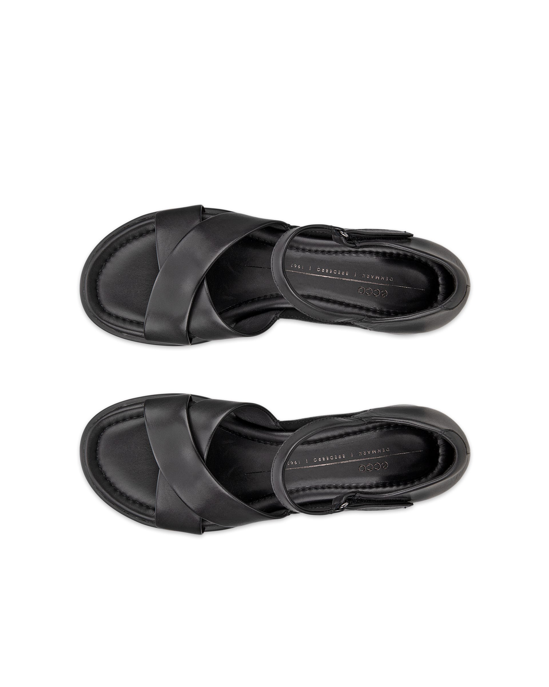 ECCO Sculpted LX 35 ウィメンズ レザーヒールサンダル - ブラック - Top left pair