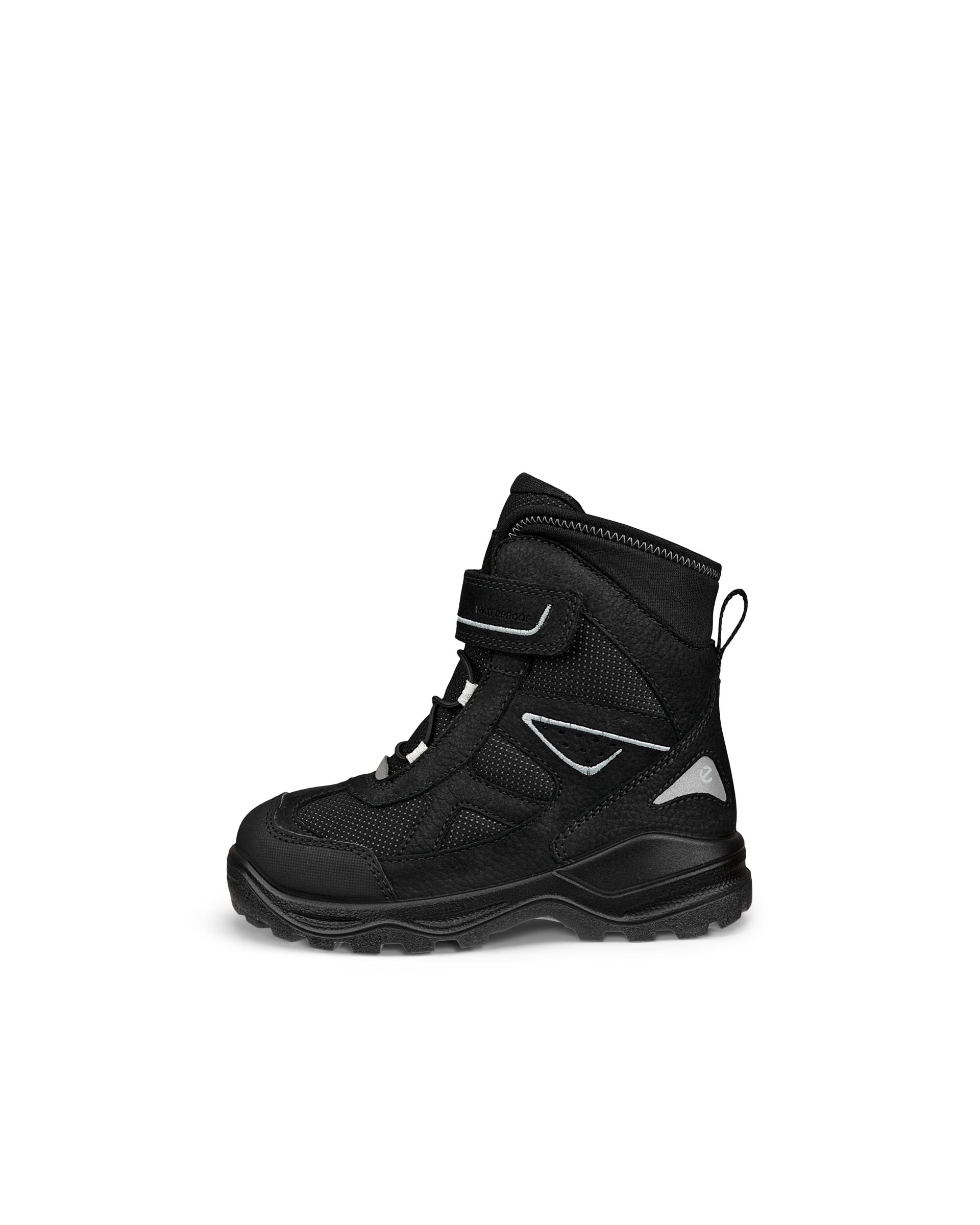 Kids' ECCO® Snow Mountain Nubuck Waterproof Winter Boot - Black - Outside