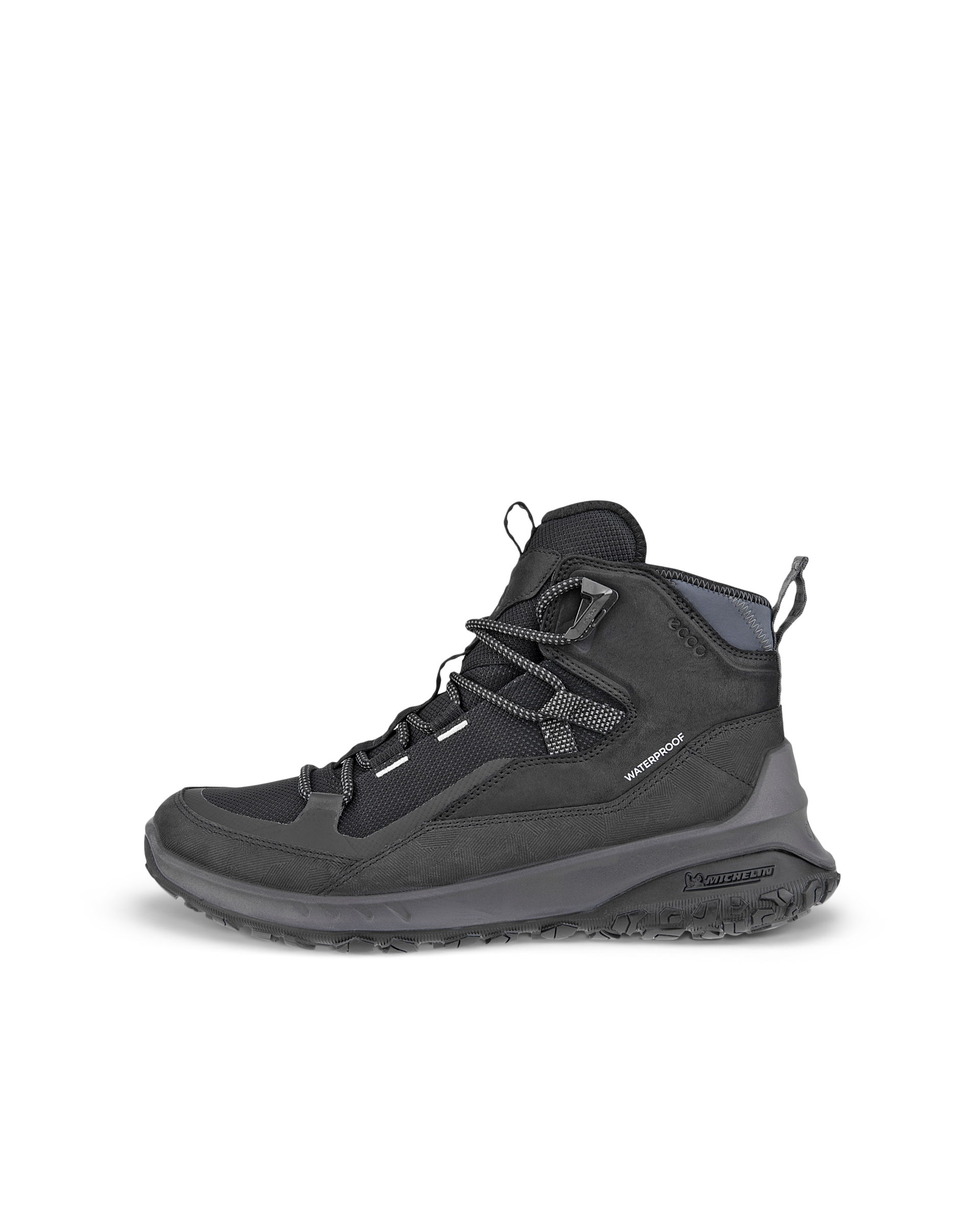 Men's ECCO® ULT-TRN Mid Nubuck Waterproof Hiking Boot - Black - Outside