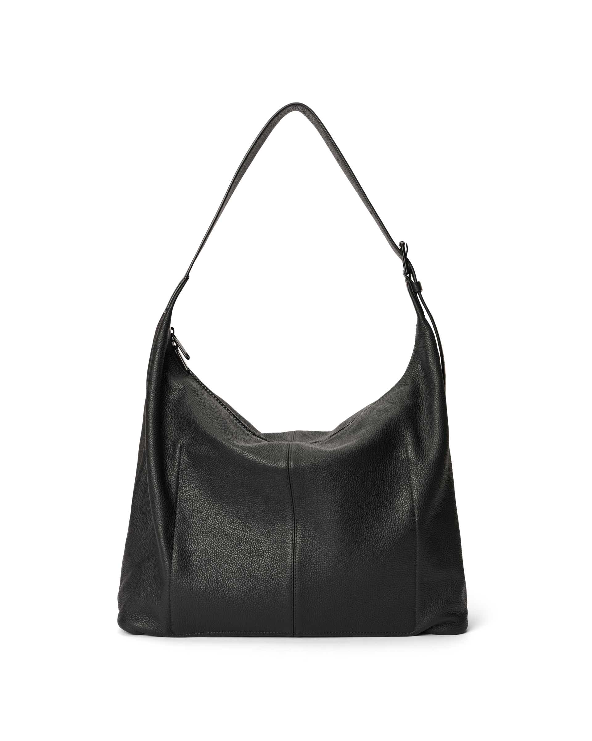 ECCO® Soft Large Pebbled Leather Hobo Bag Black - Main Image