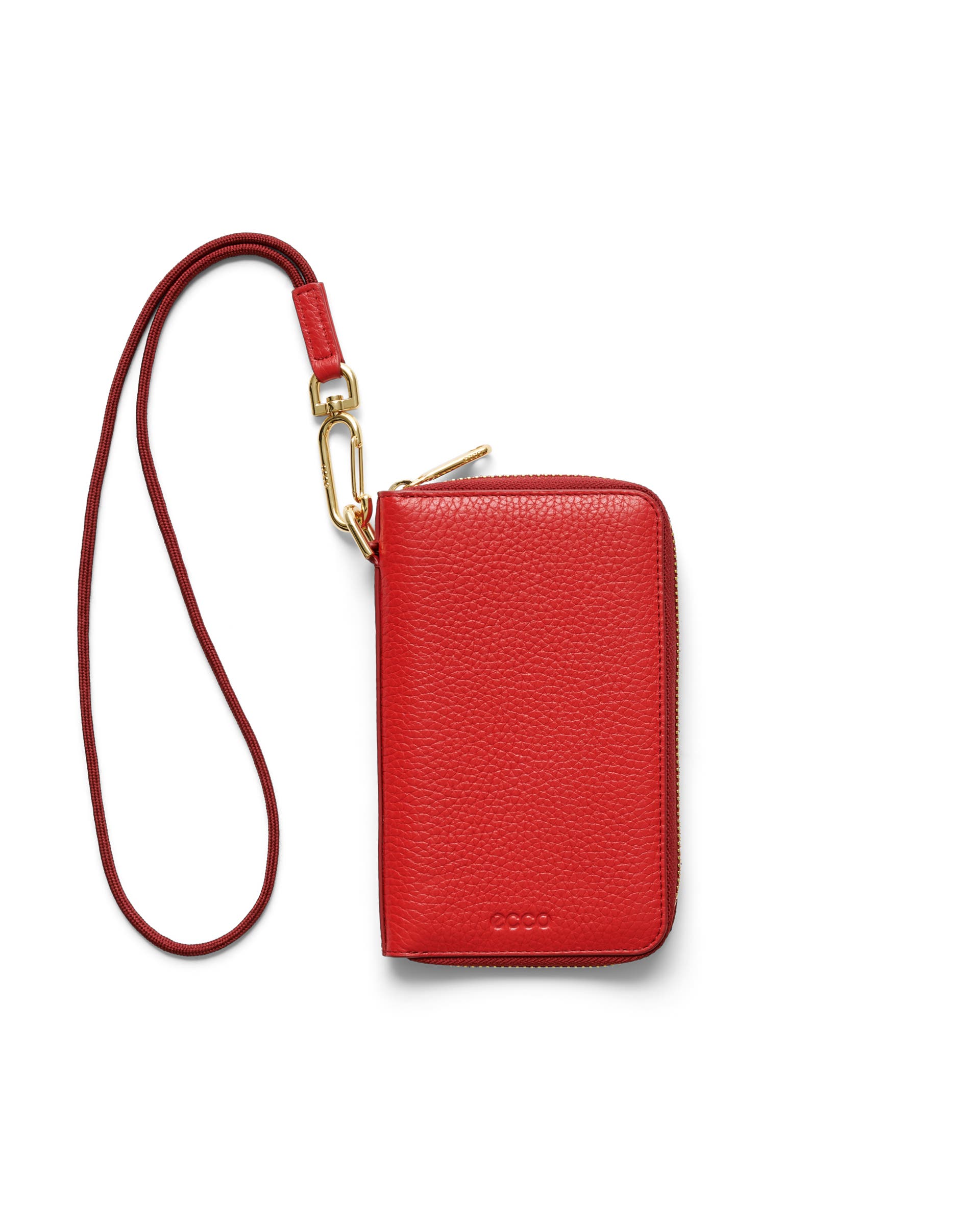 ECCO® Zip Around Pebbled Leather Pouch Wallet - Red - Main