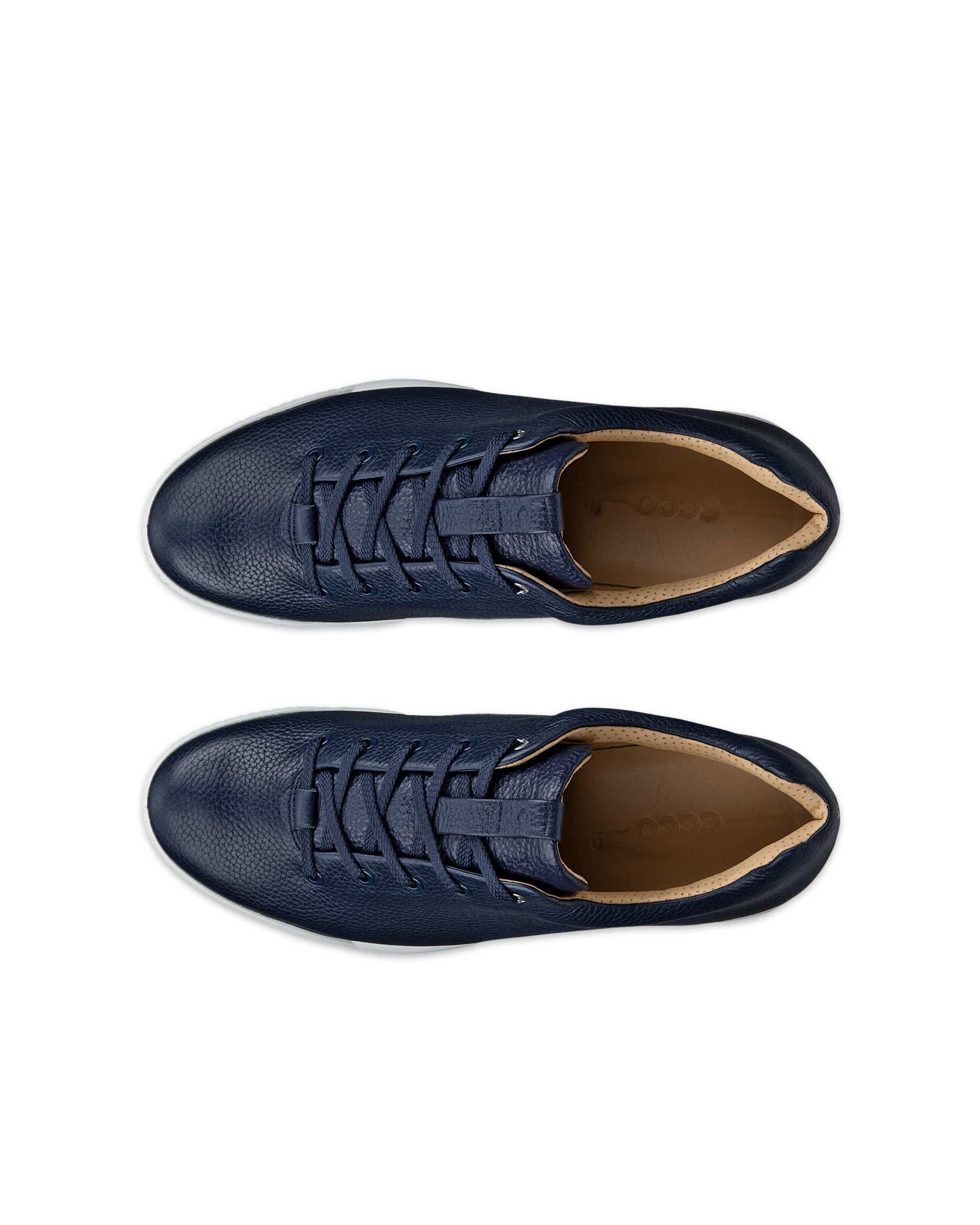 Men's ECCO® GOLF STREET RETRO Leather Waterproof Golf Shoe - Blue - Top left pair