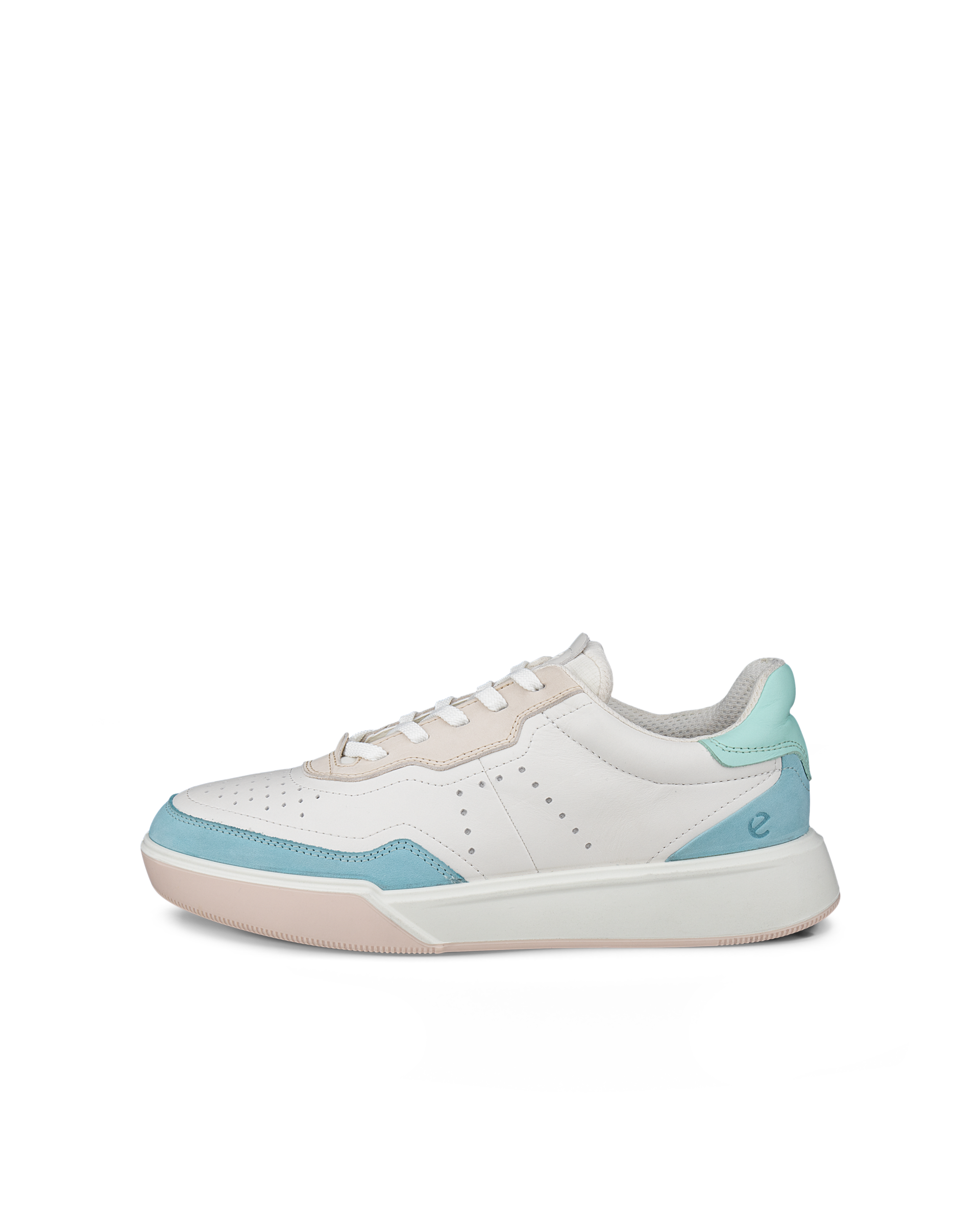 Women's ECCO® Street Court Leather Trainer - White - Outside