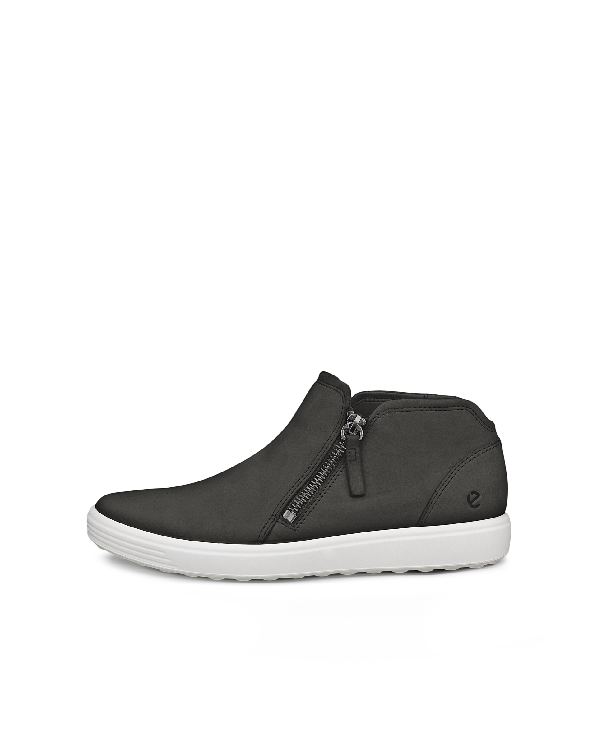 Women's ECCO® Soft 7 Nubuck Zip Bootie - Black - Outside