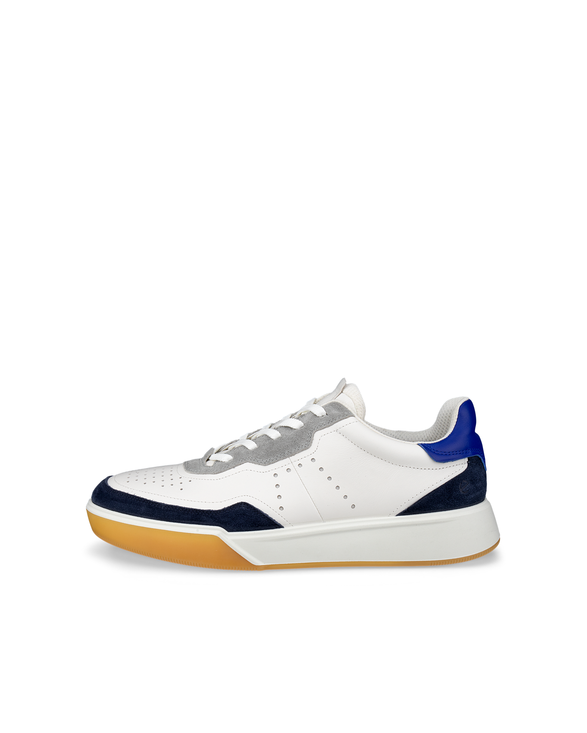 Men's ECCO® Street Court Leather Trainer - White - Outside