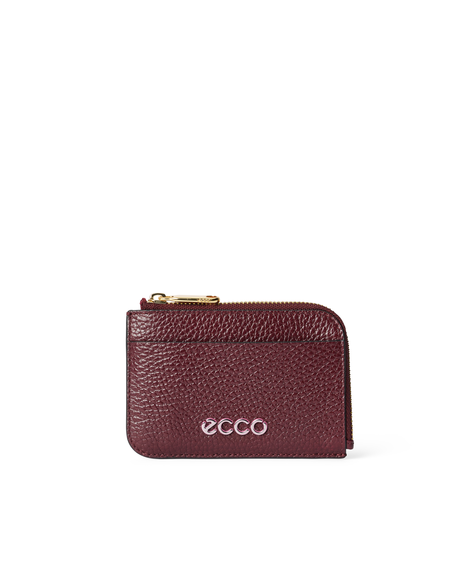 ECCO Card Case Zipped Shine Soft Pebbled レザーカードケース | レッド
