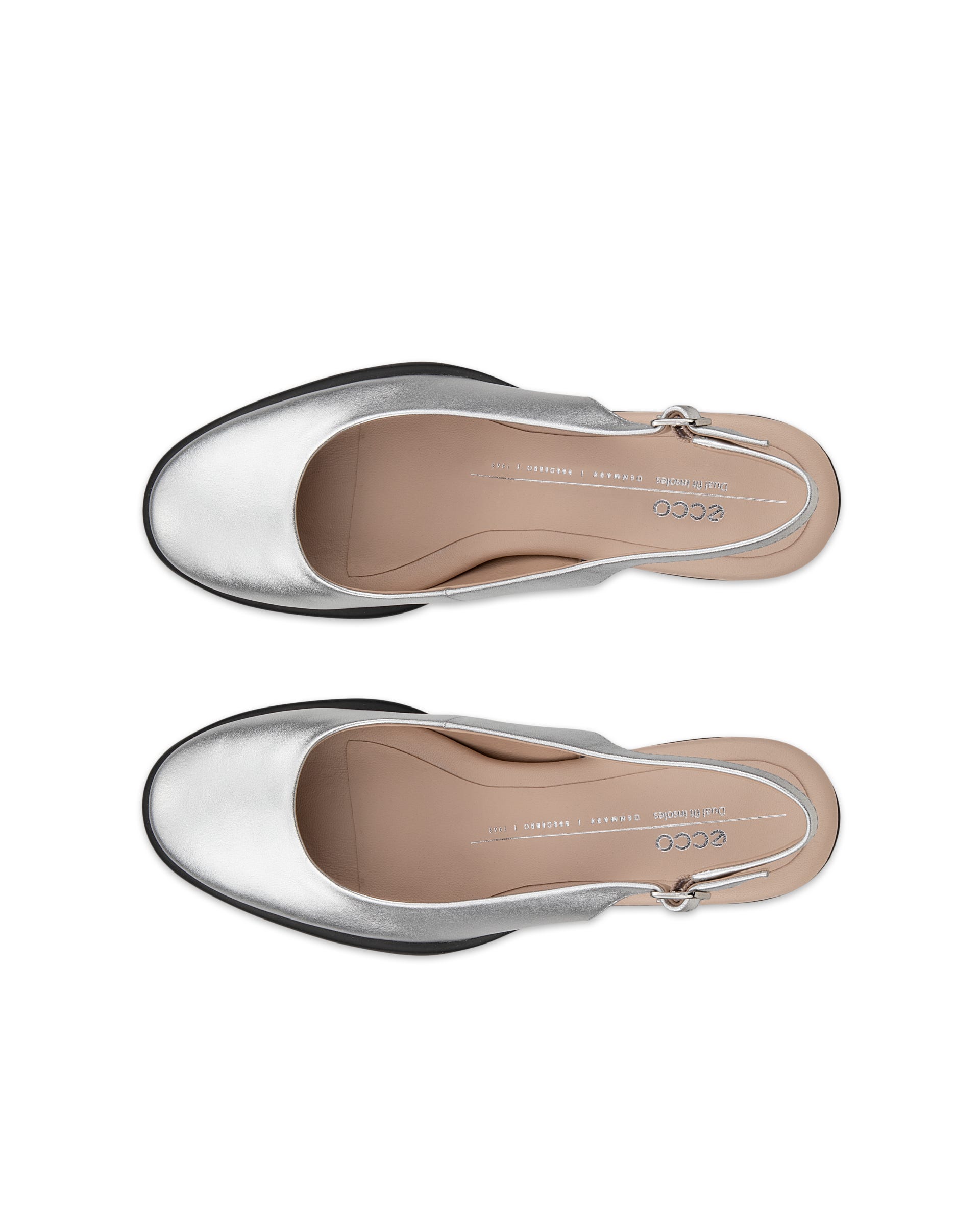 ECCO® Sculpted LX 55 escarpins en cuir à talon carré pour femme - Métallisé - Top left pair