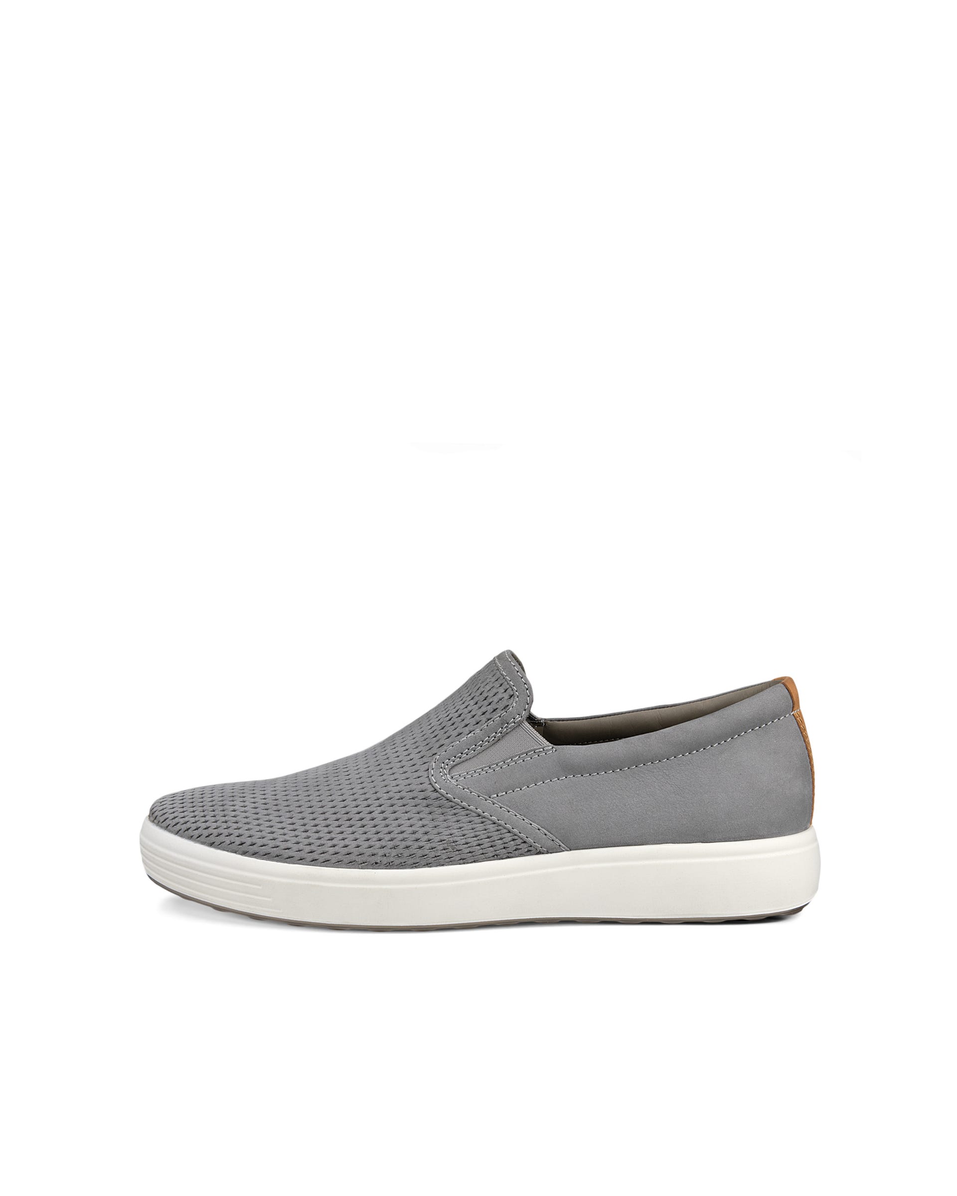 ECCO Men Soft 7 Slip On Leather Sneakers - Grey - Outside