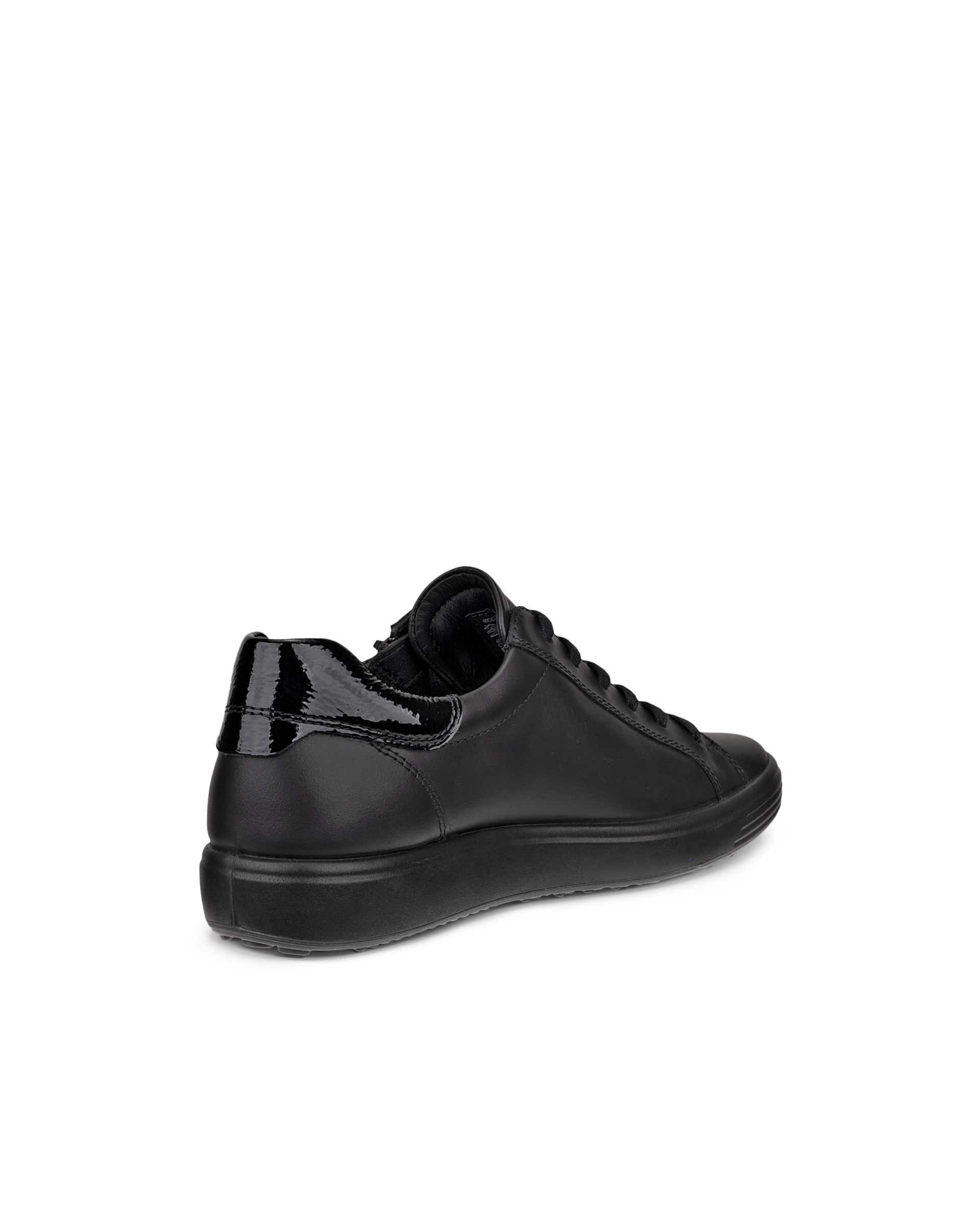 Women's ECCO® SOFT 7 Leather Trainer - Black - Back