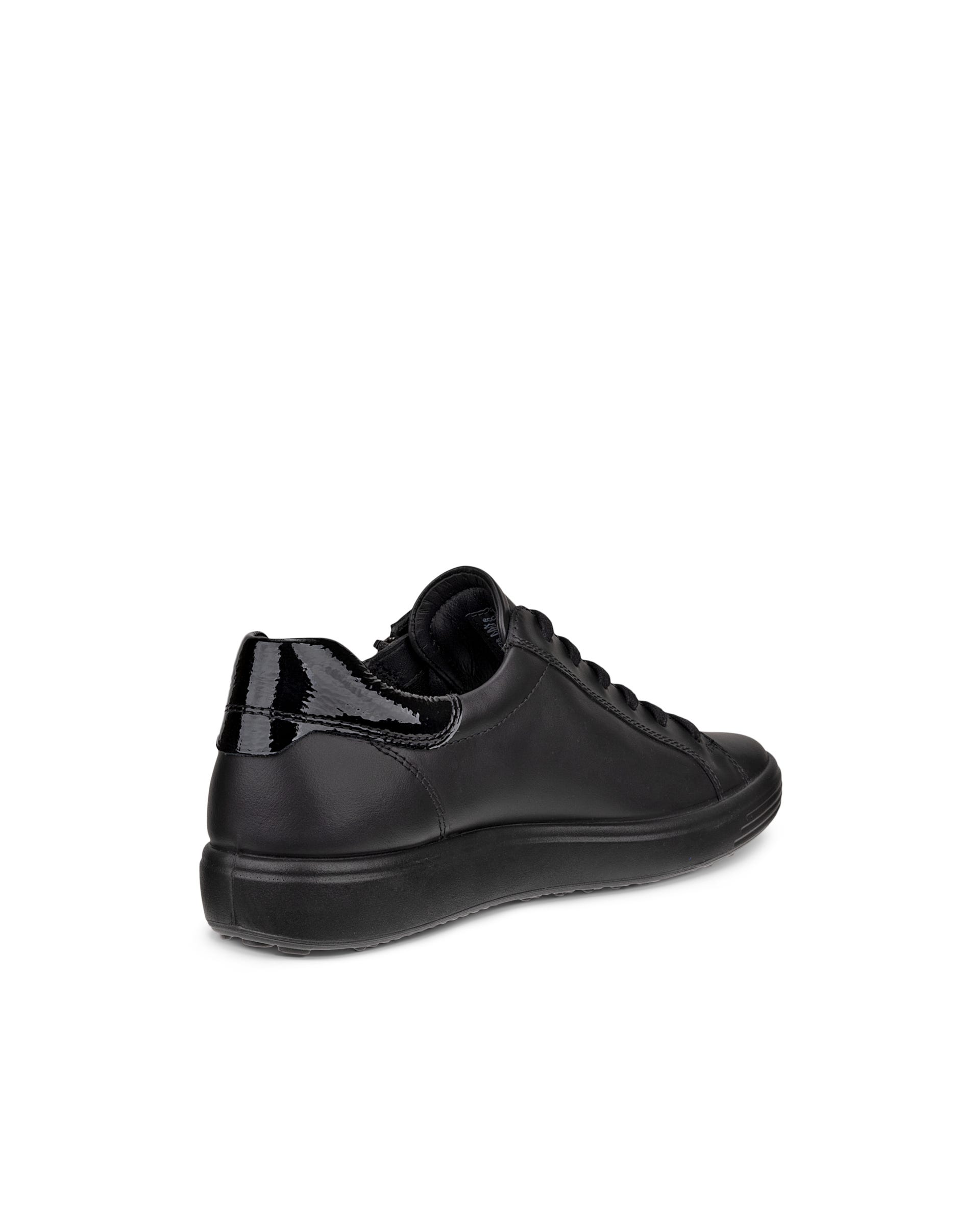 Women's ECCO® SOFT 7 Leather Trainer - Black - Back