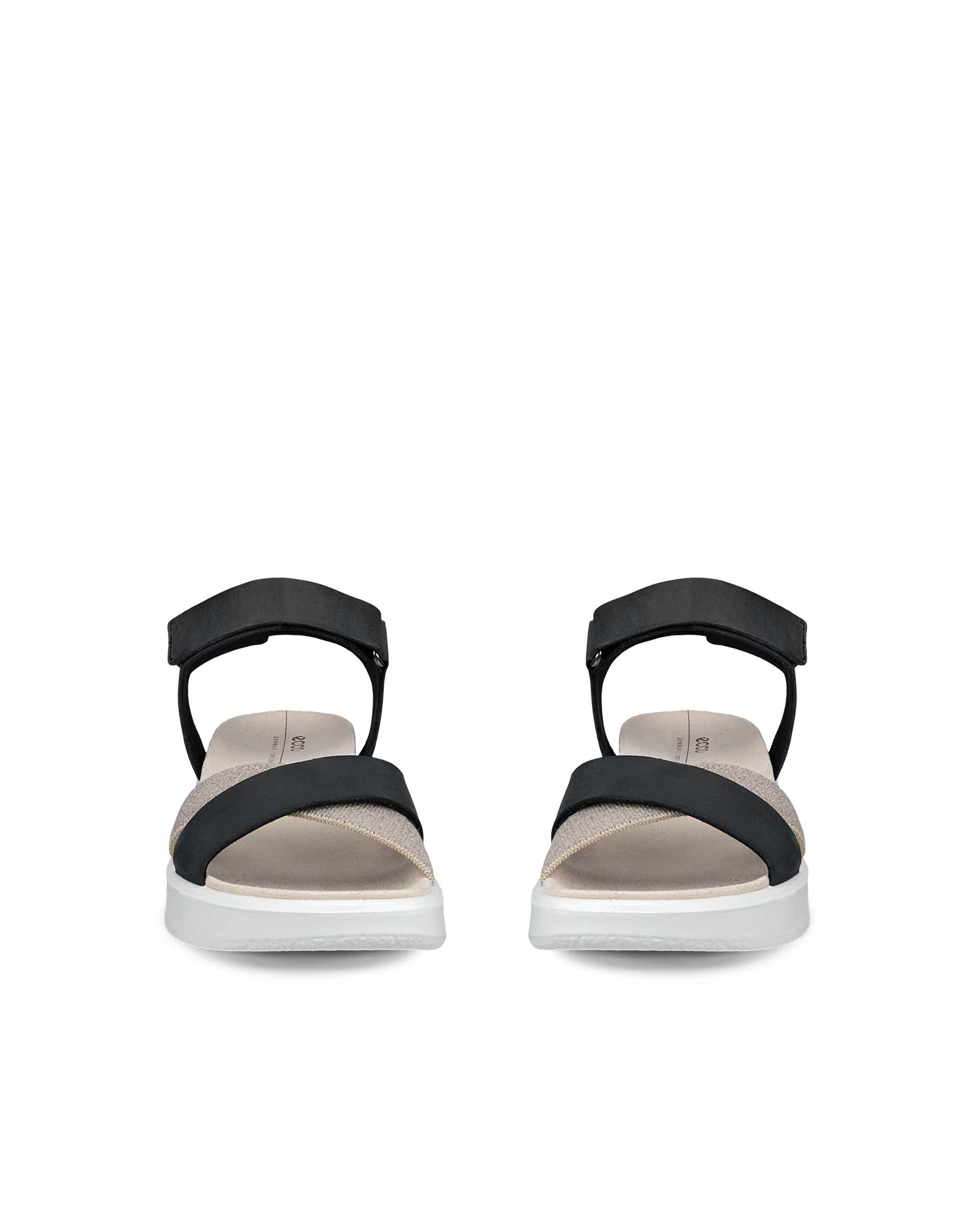 ECCO Flowt Wedge LX ウィメンズ レザーウェッジソールサンダル - ブラック - Front pair