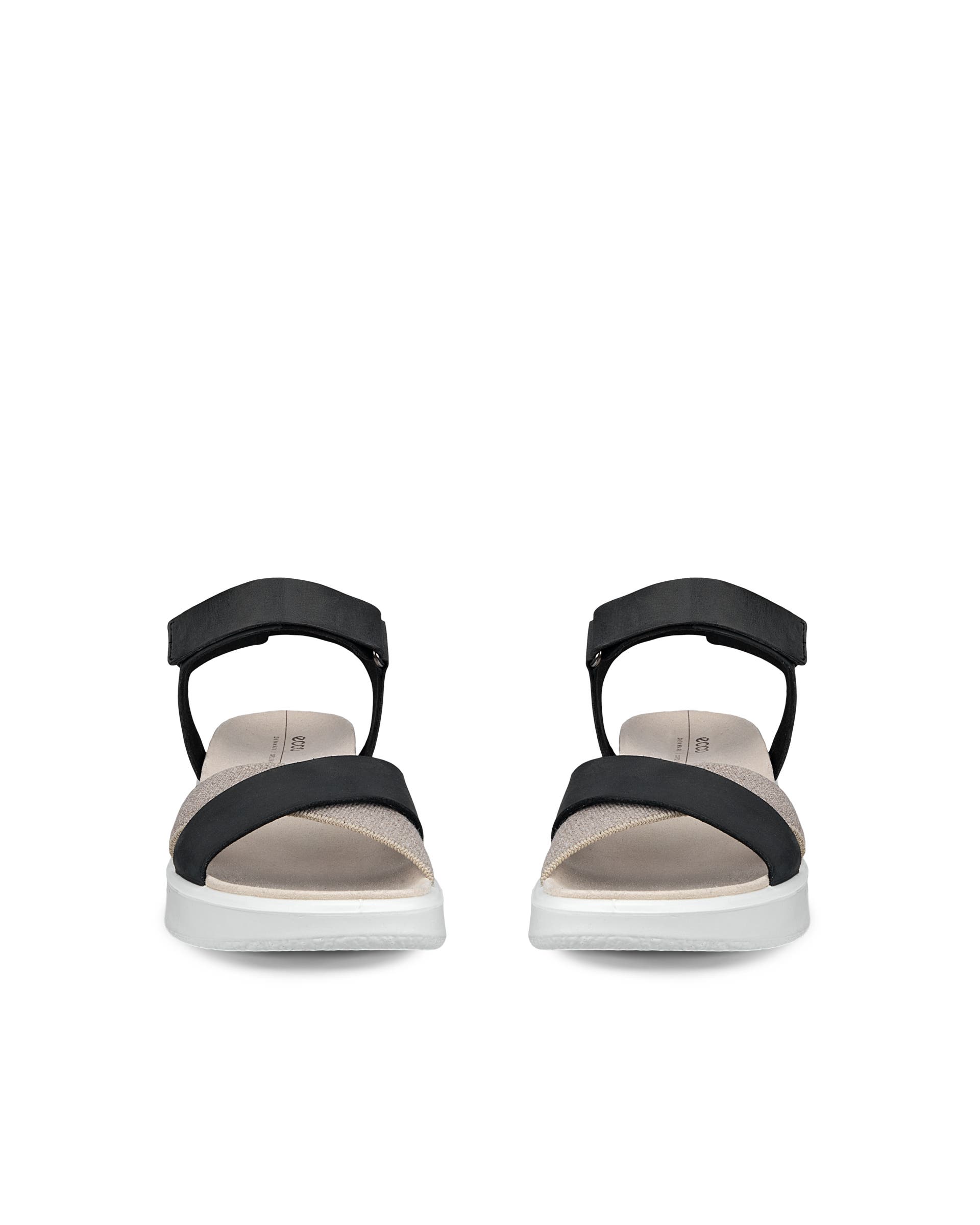 ECCO Flowt Wedge LX ウィメンズ レザーウェッジソールサンダル - ブラック - Front pair