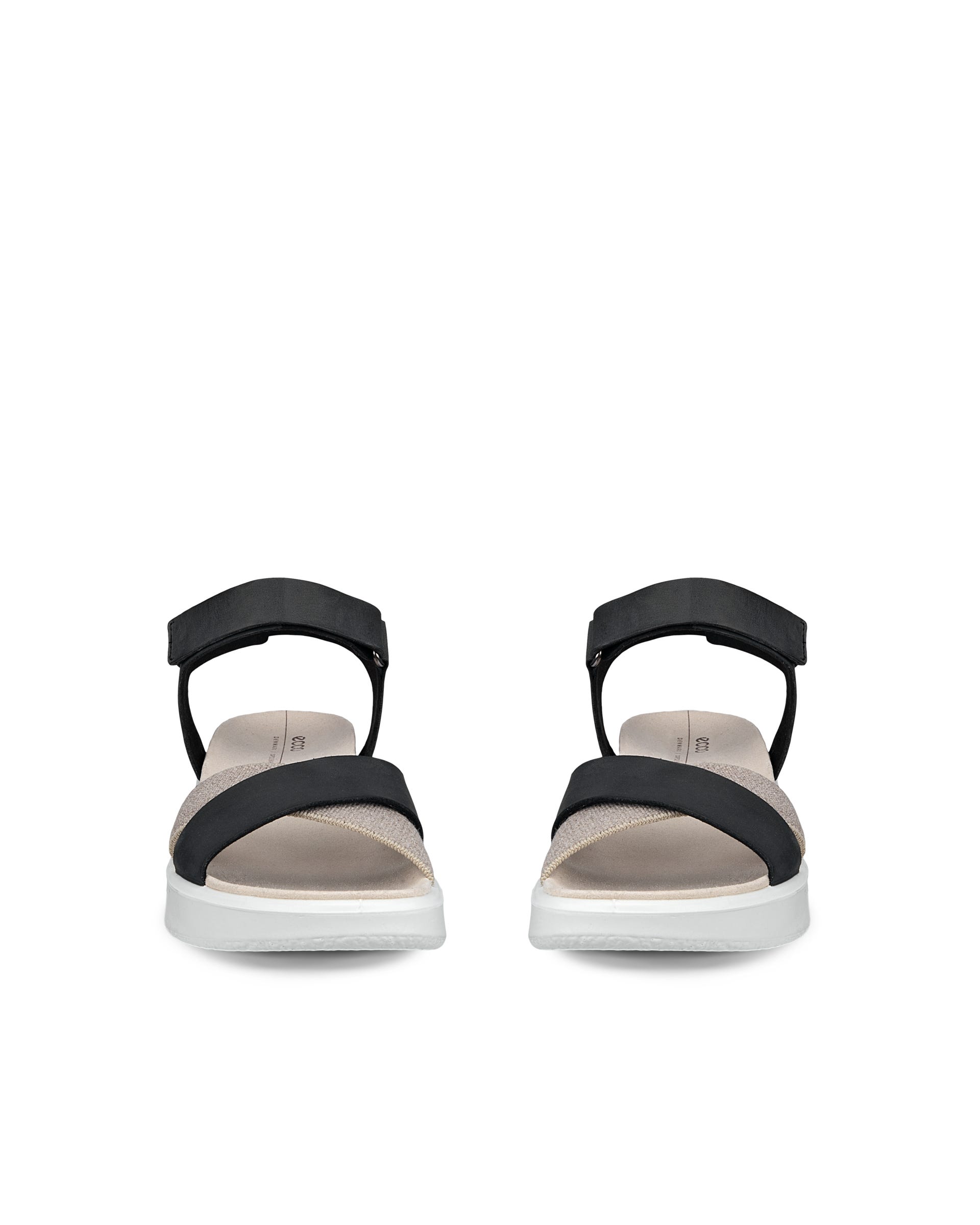 ECCO Flowt Wedge LX ウィメンズ レザーウェッジソールサンダル - ブラック - Front pair