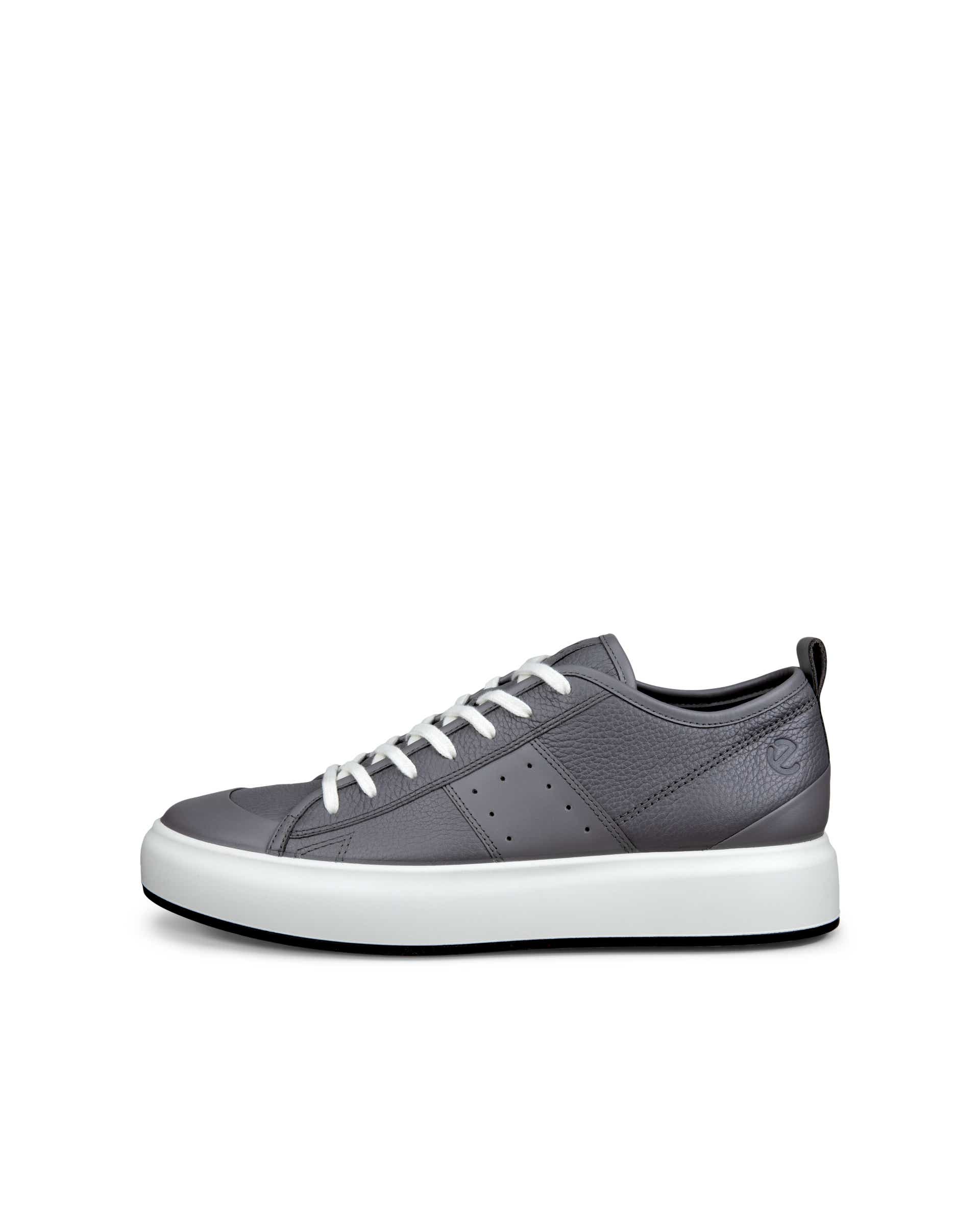ECCO STREET ACE MENS メンズ レザースニーカー - グレー - Outside