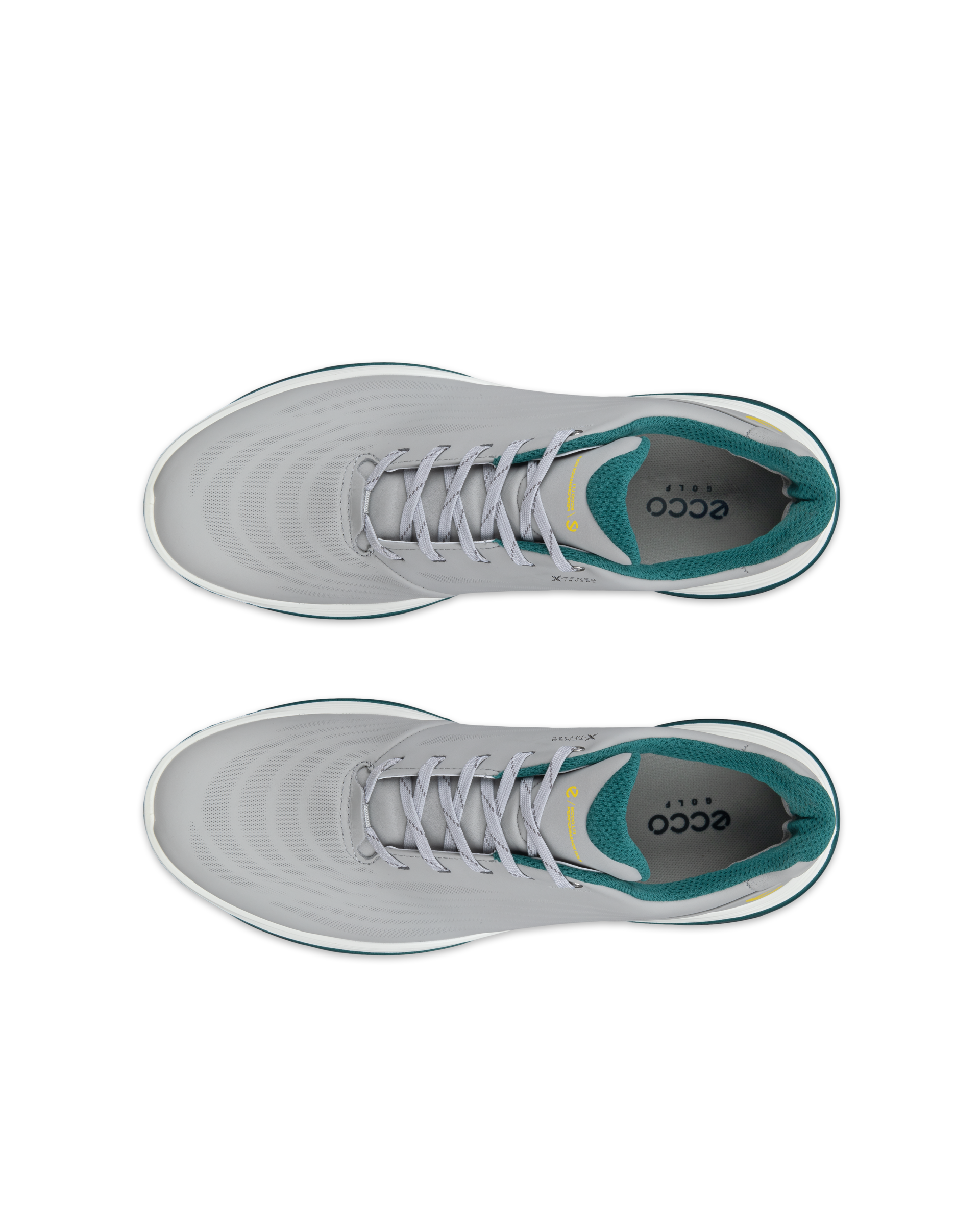 ECCO LT1 GOLF LACE Men メンズ レザーウォータープルーフゴルフシューズ - グレー - Top left pair