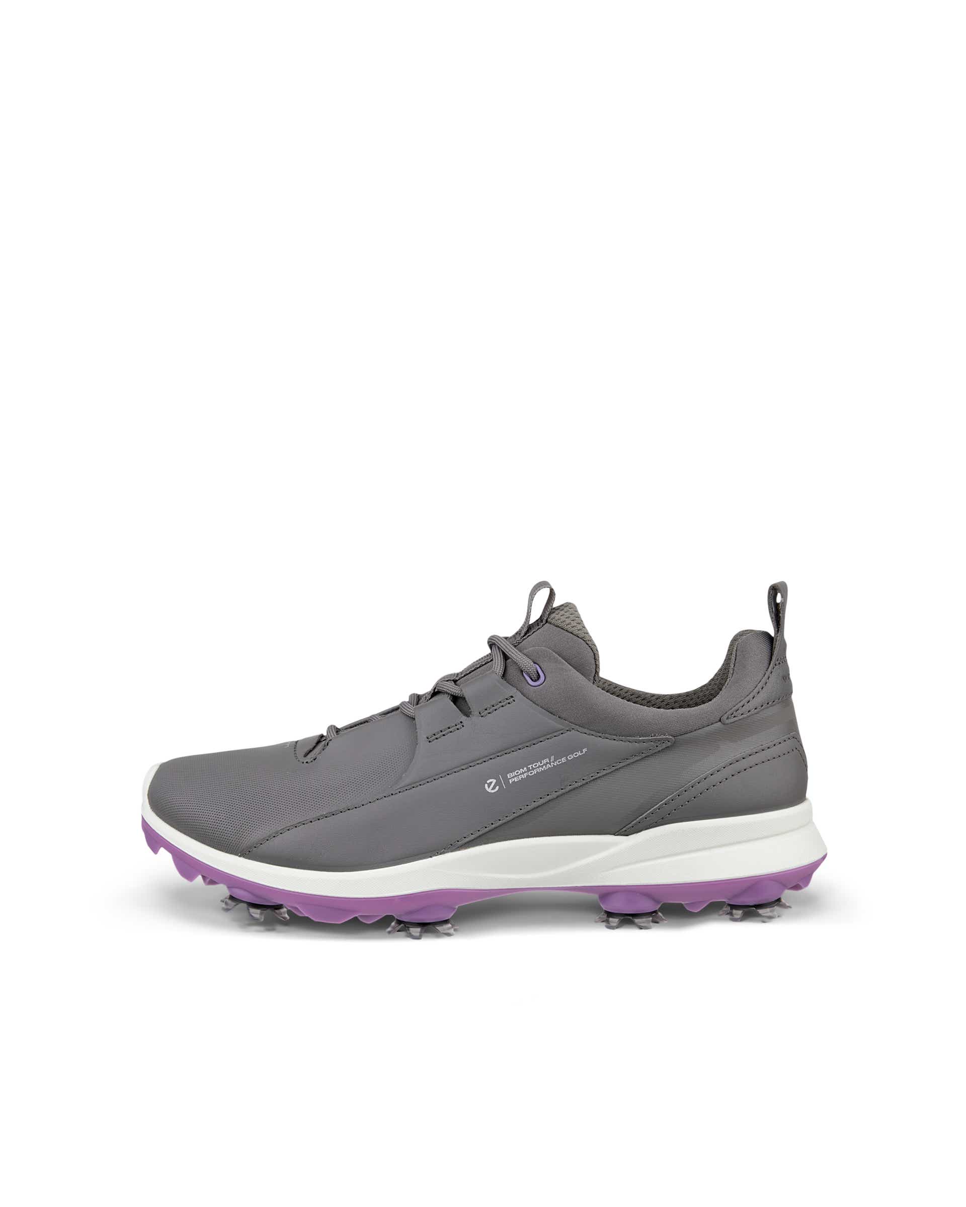 Women's ECCO® Golf Biom Tour Leather Waterproof Spikes Golf Shoe - Gray - Outside