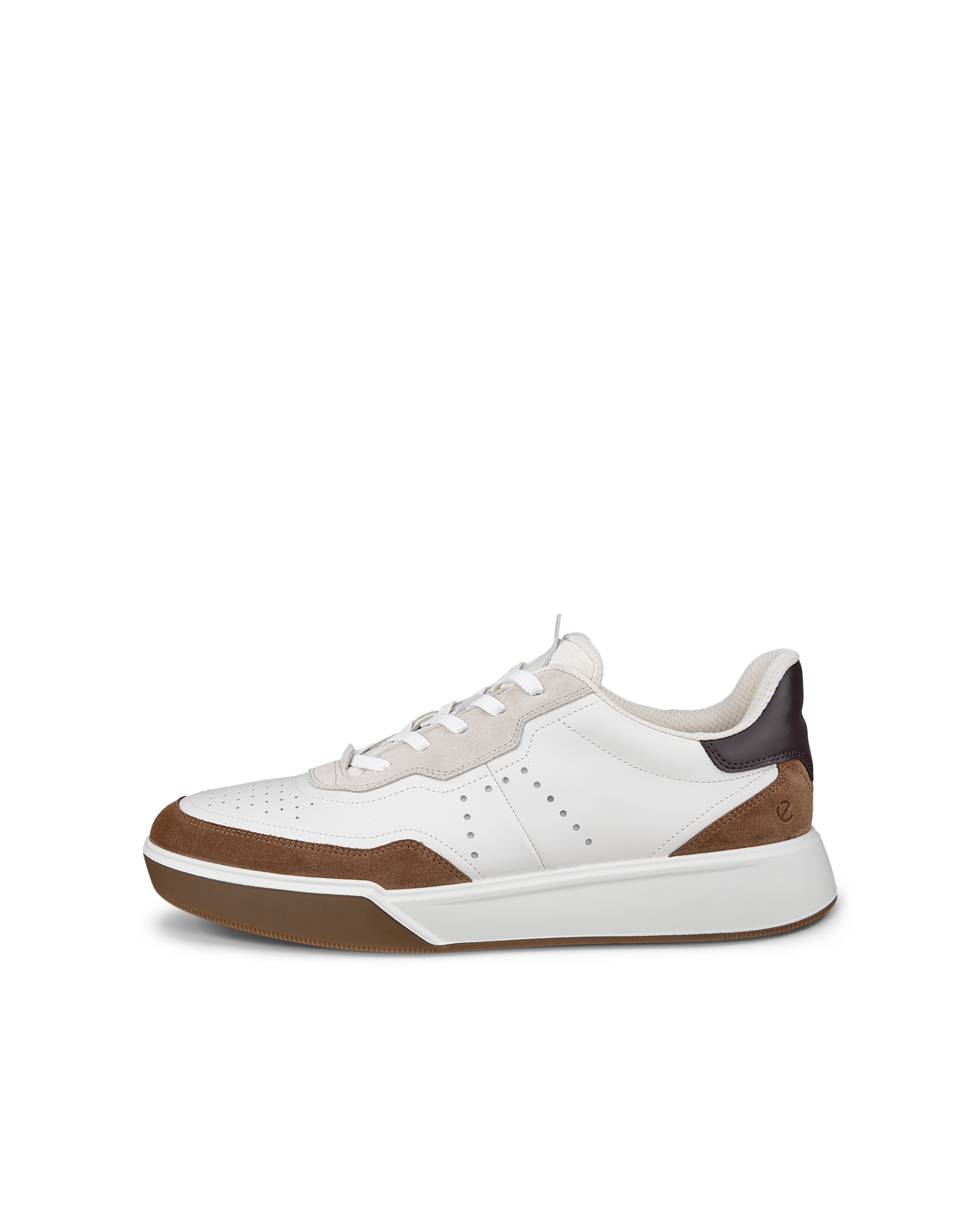 Men's ECCO® Street Court Leather Trainer - Brown - Outside