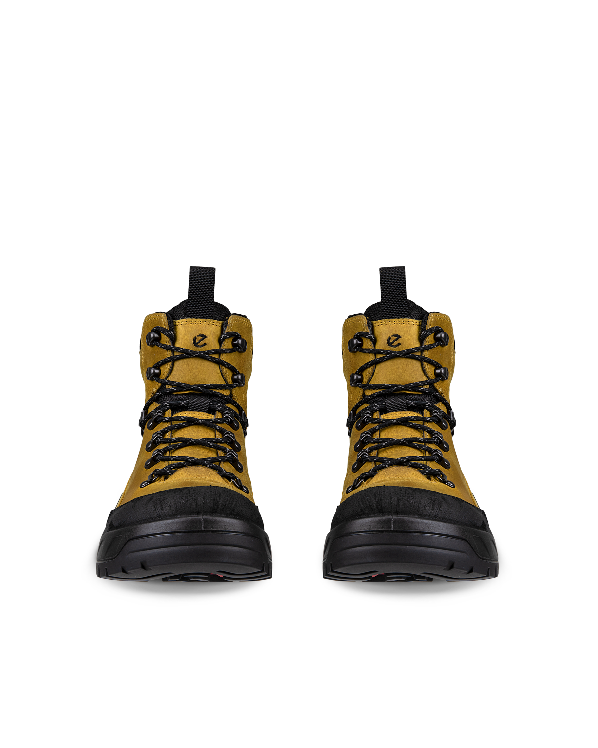 ECCO Offroad メンズ ヌバックウォータープルーフミッドカットアウトドアブーツ - イエロー - Front pair