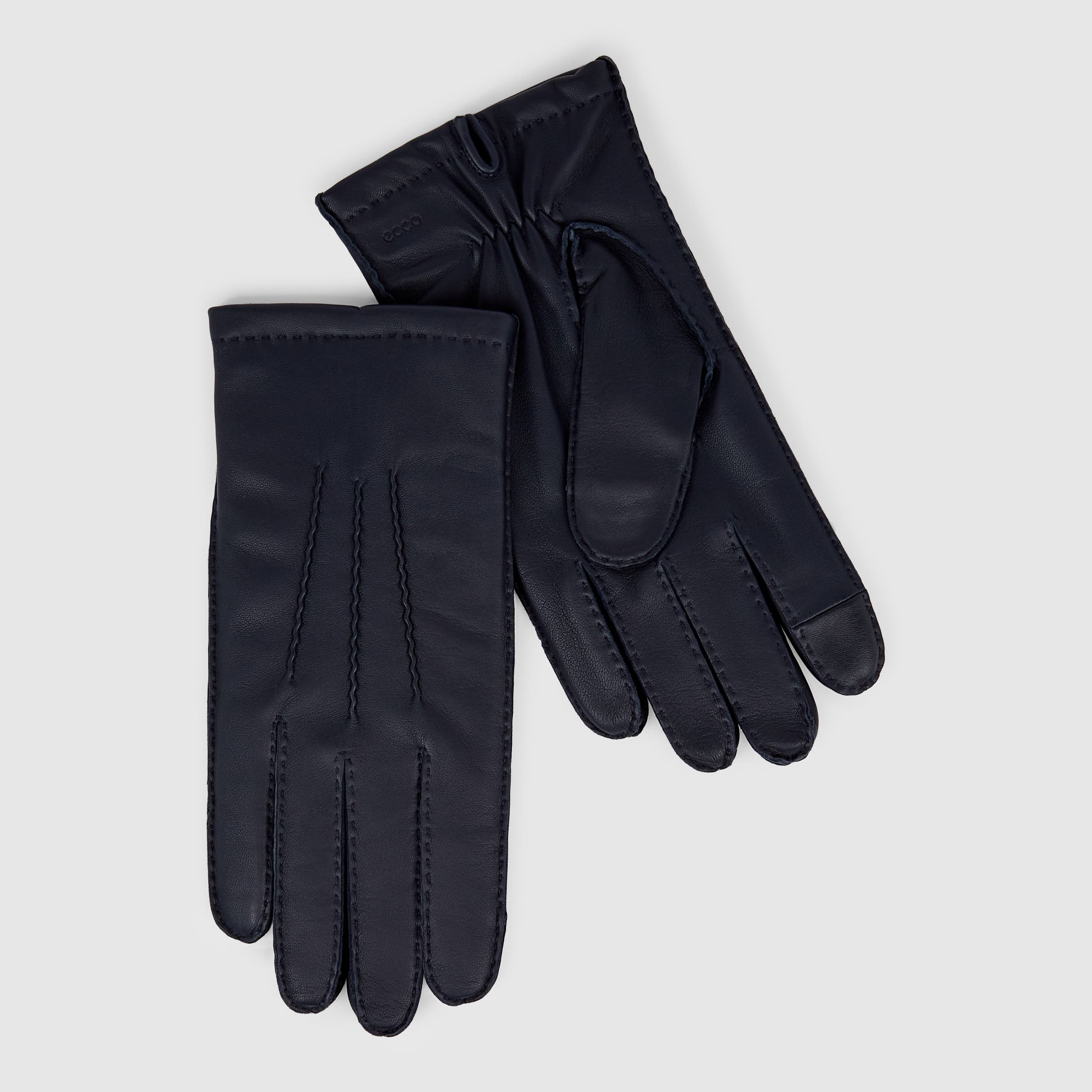 ECCO Gloves Stitched メンズ レザーグローブ - ブルー - Main