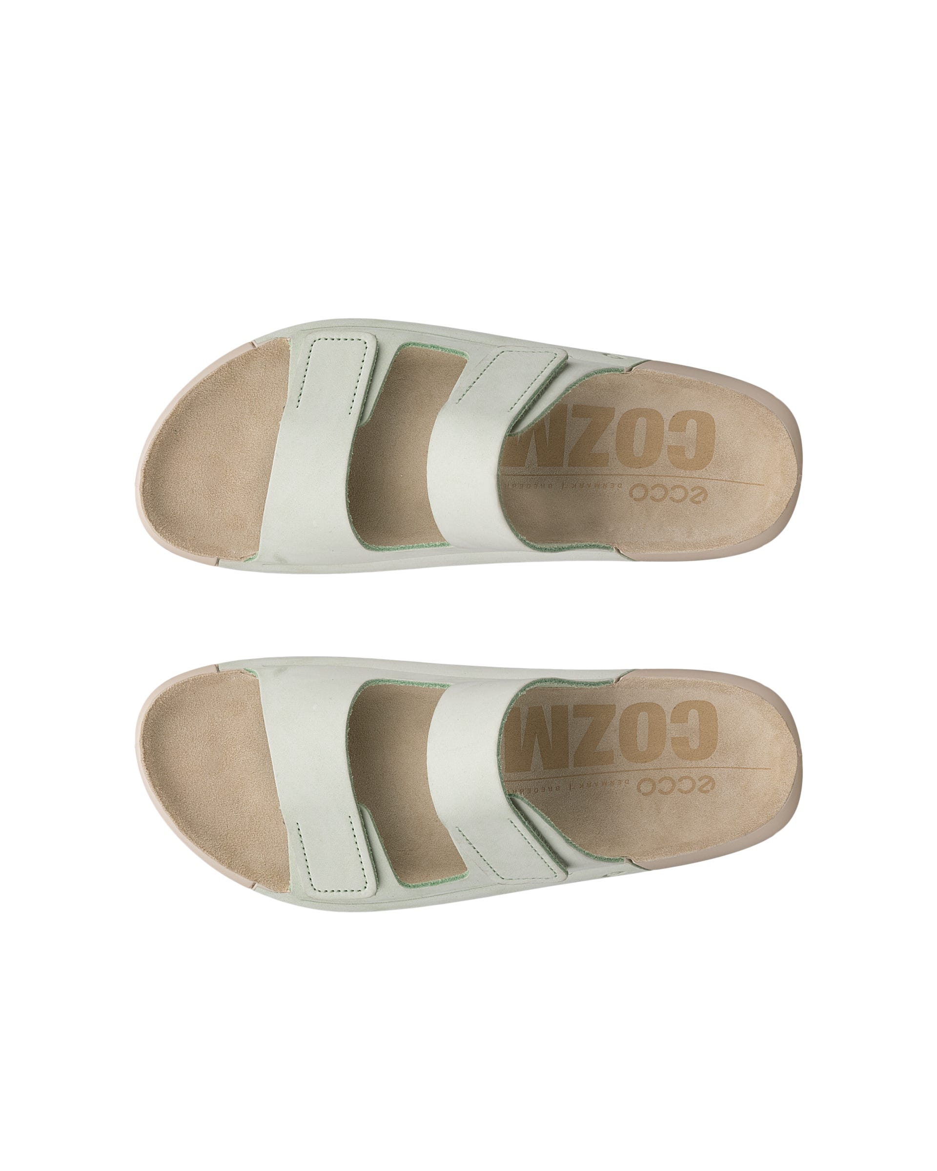 ECCO Cozmo Sandal ウィメンズ ヌバック2ストラップサンダル - グリーン - Top left pair