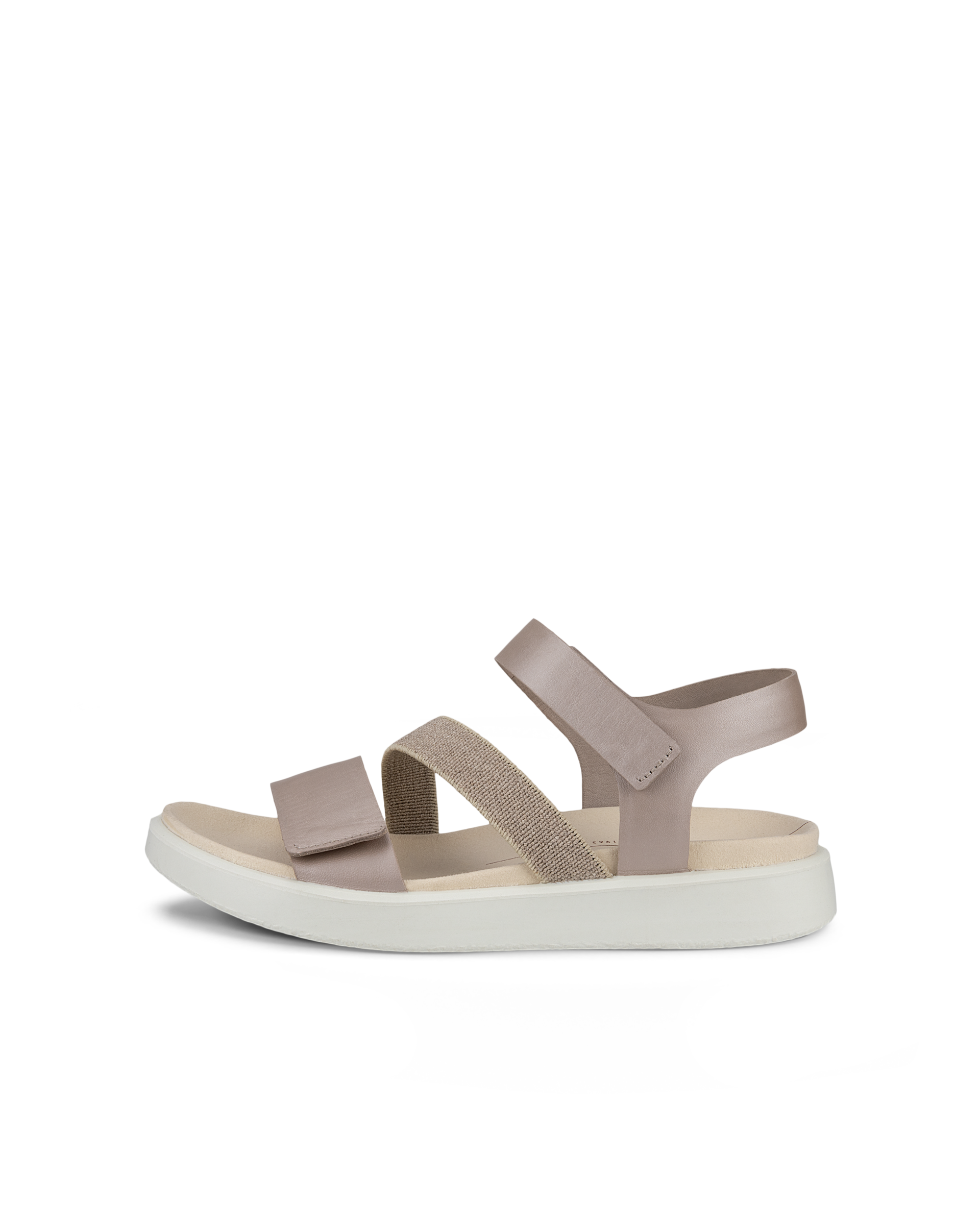 ECCO FLOWT - Women's Leather Flat Sandal - Grey - 36