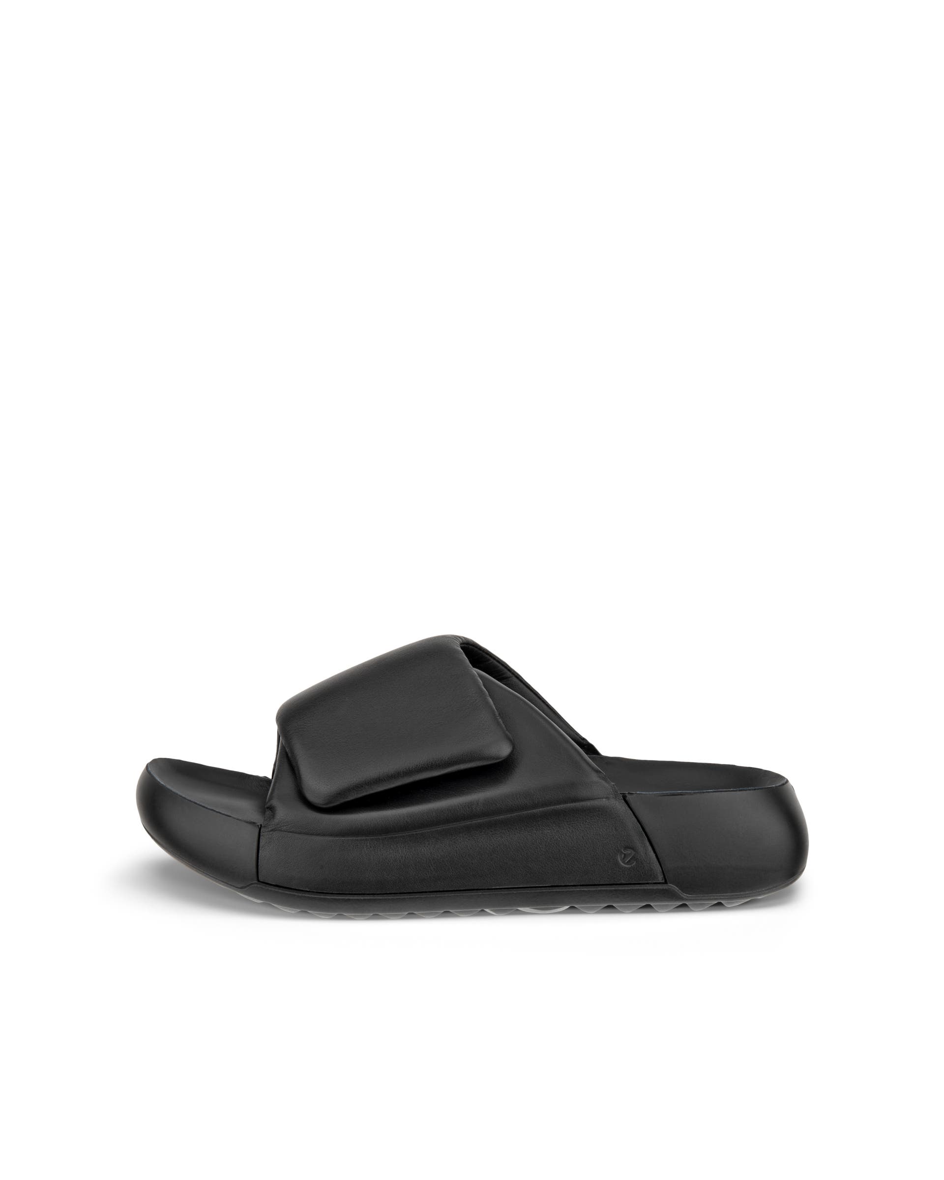 Women's ECCO® Cozmo Platform Leather Two Strap Sandal - Black - Outside