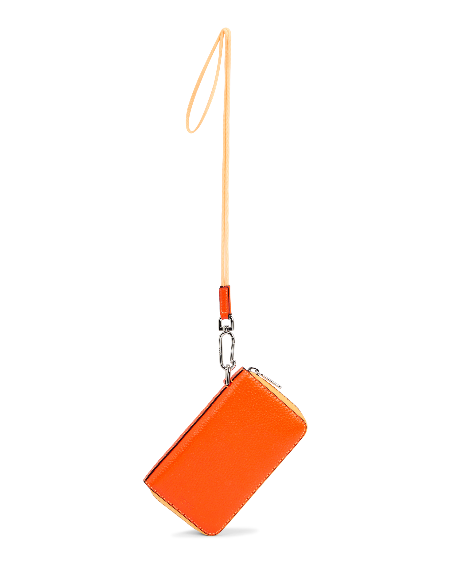 ECCO® Wallet Zip Around Pebbled Leather Pouch Wallet | Orange