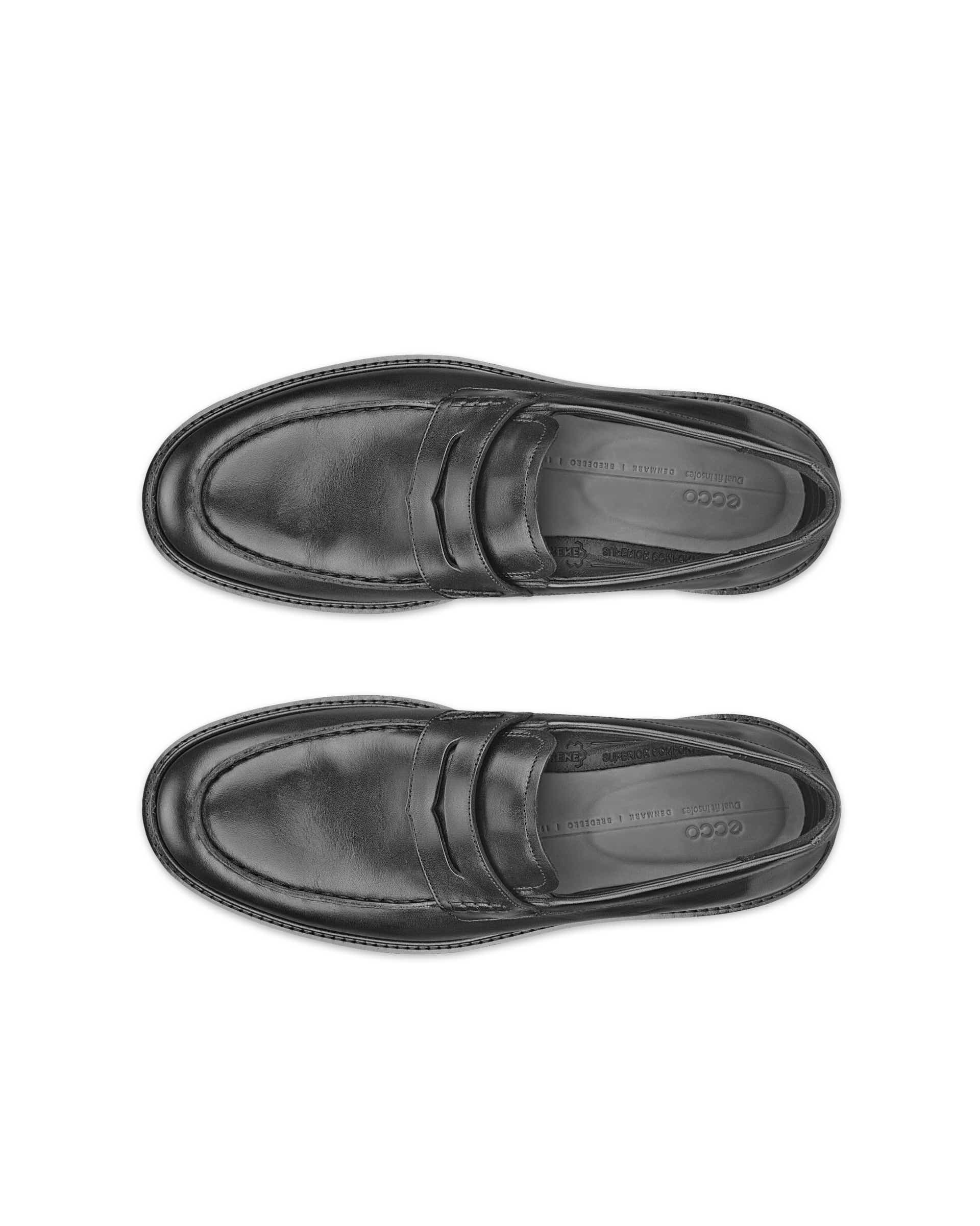 ECCO® Metropole London chaussures bout mocassin en cuir pour homme - Noir - Top left pair