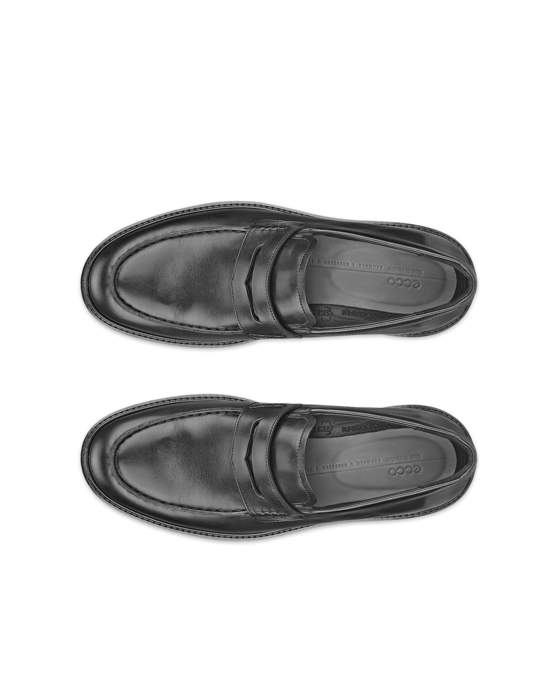 ECCO® Metropole London chaussures bout mocassin en cuir pour homme - Noir - Top left pair