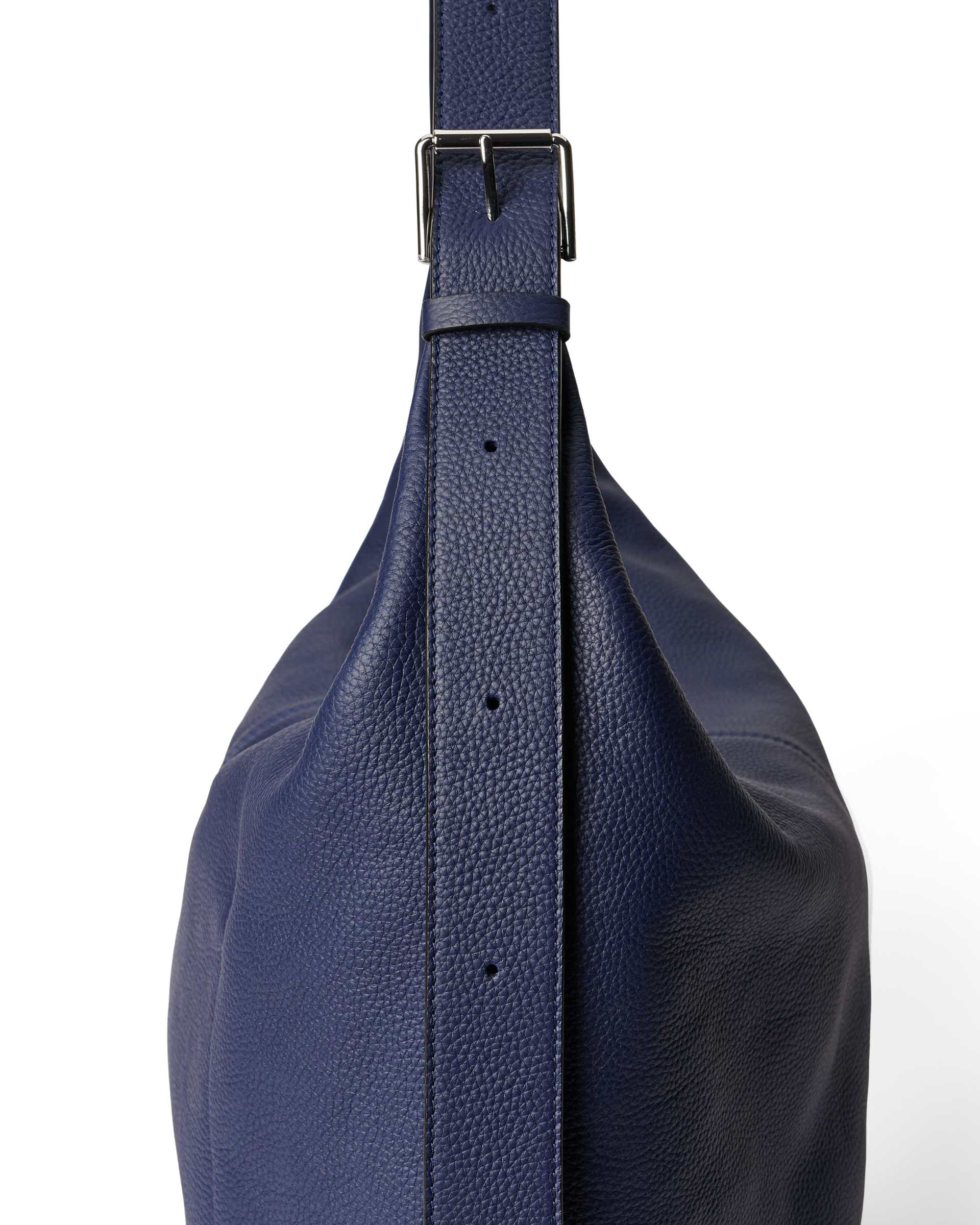 Grand sac hobo en cuir grainé ECCO® Soft - Bleu - Detail-2