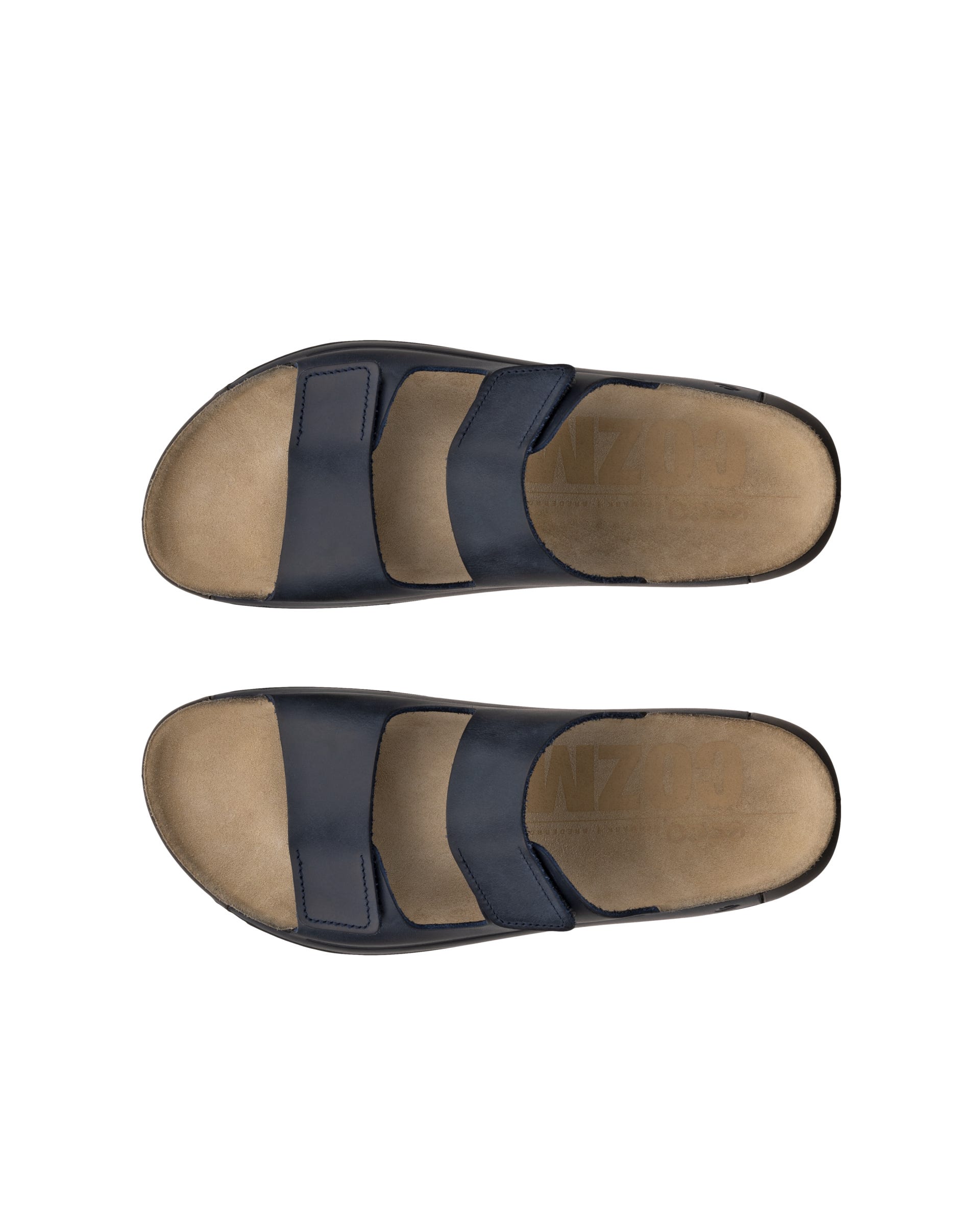 ECCO Cozmo Sandal メンズ ヌバック2ストラップサンダル - ブルー - Top left pair