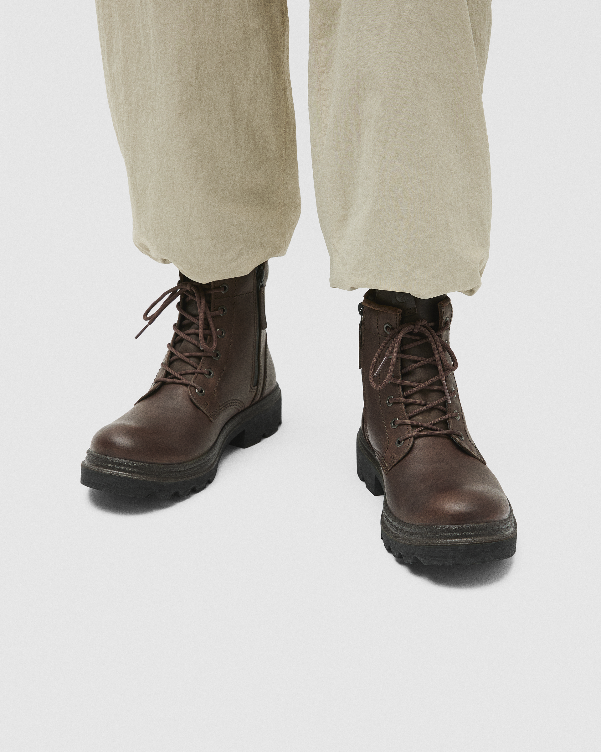 Men's ECCO® Grainer Leather Lace-Up Boot - Brown - Lifestyle image-1
