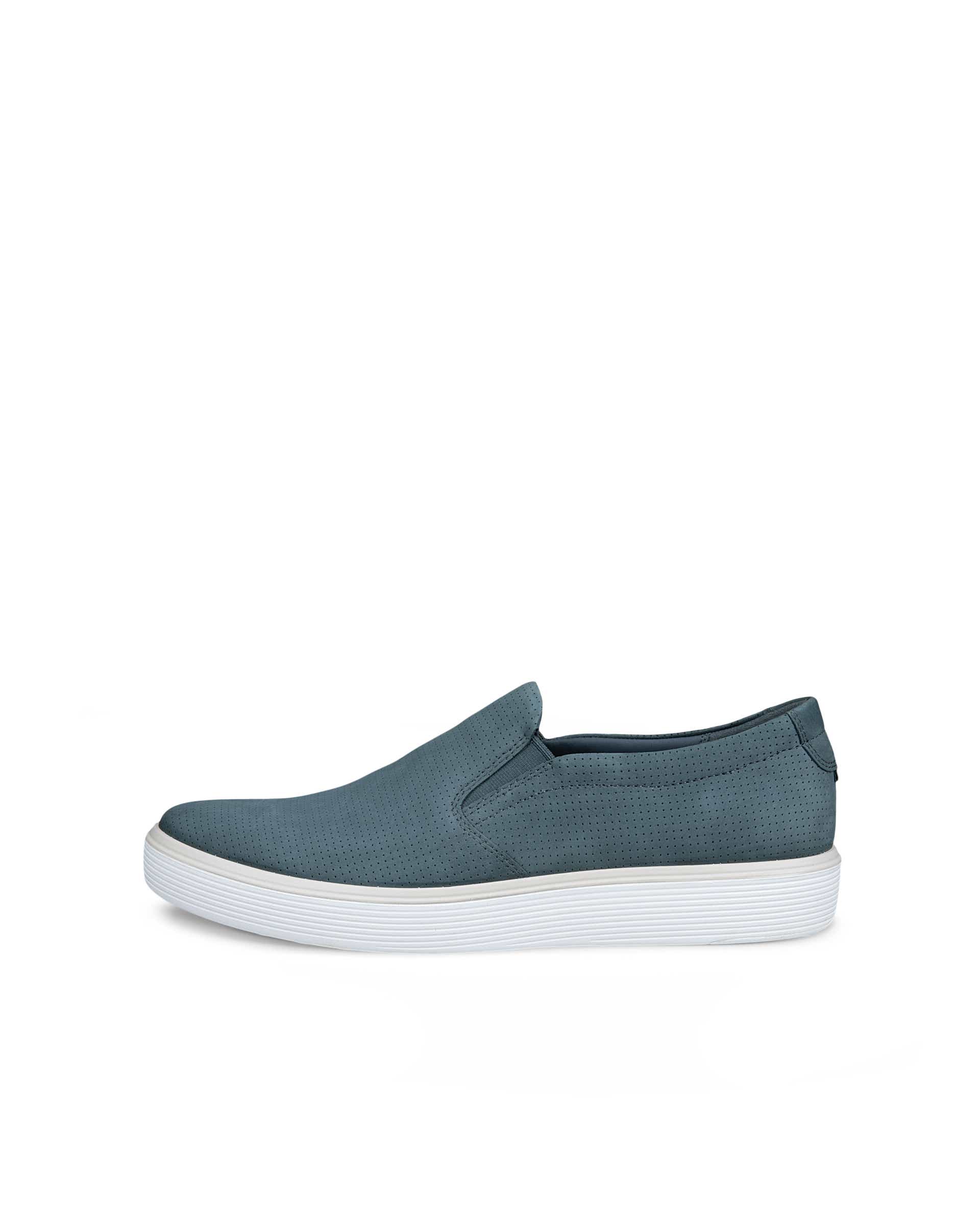 Men's ECCO® Soft 60 Nubuck Slip-On - Blue - Outside