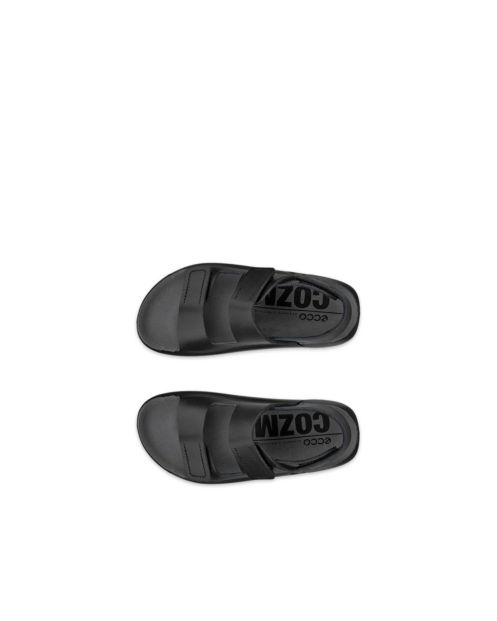 Kids' ECCO® Cozmo Leather Two Strap Sandal - Black - Top left pair