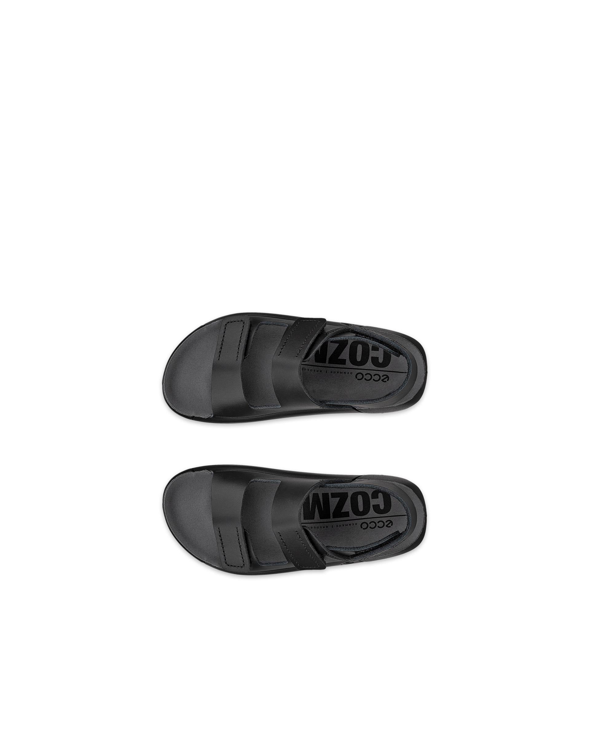 Kids' ECCO® Cozmo Leather Two Strap Sandal - Black - Top left pair