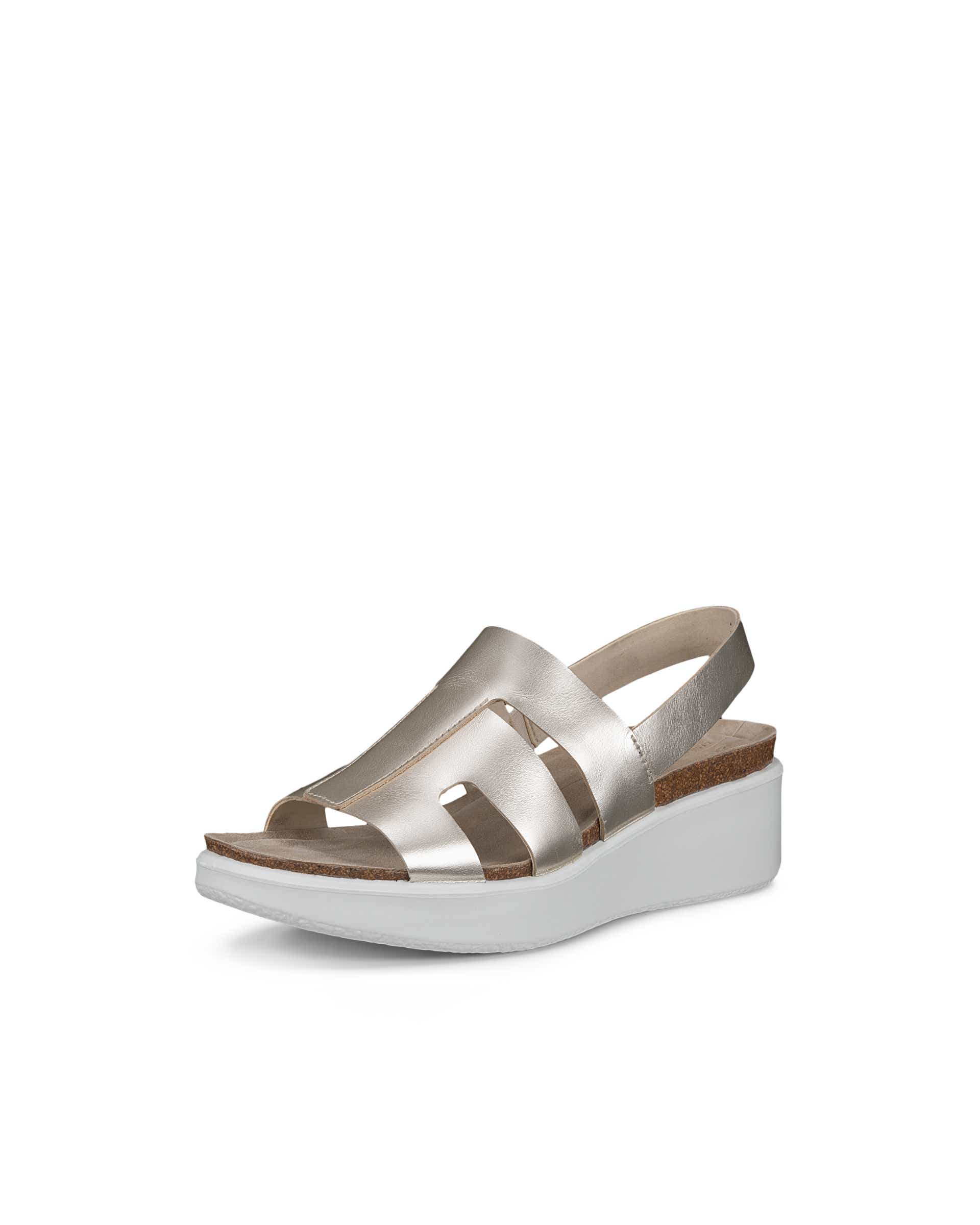 ECCO® Flowt Wedge Cork Skinnsandal med kilklack kork dam - Guld - Main
